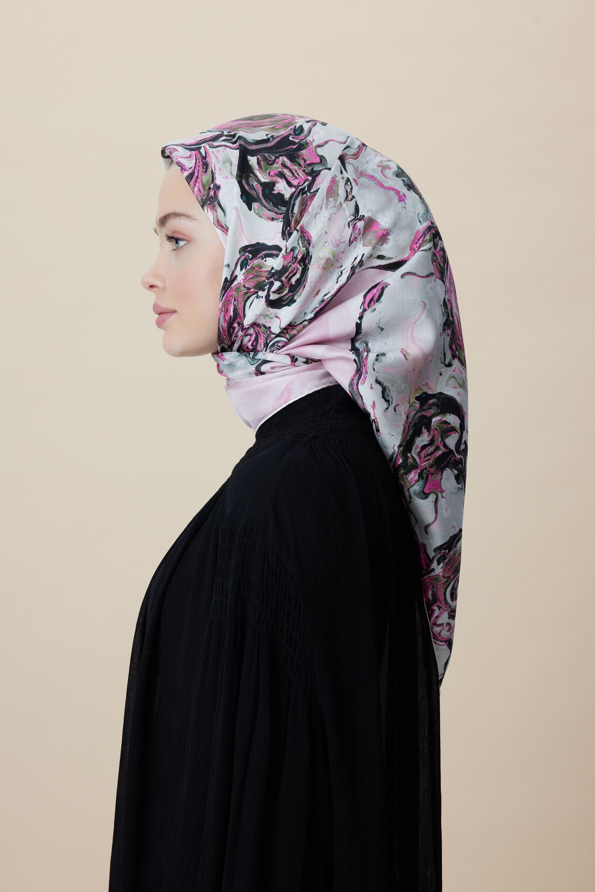 DÜŞ TİVİL İPEK EŞARP 90*90 CM - PUDRA PEMBE