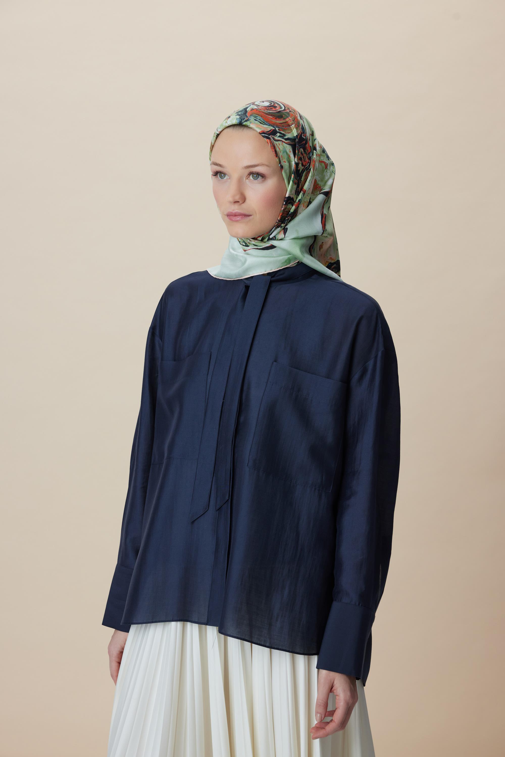 DÜŞ TİVİL İPEK EŞARP 90*90 CM - YEŞİL