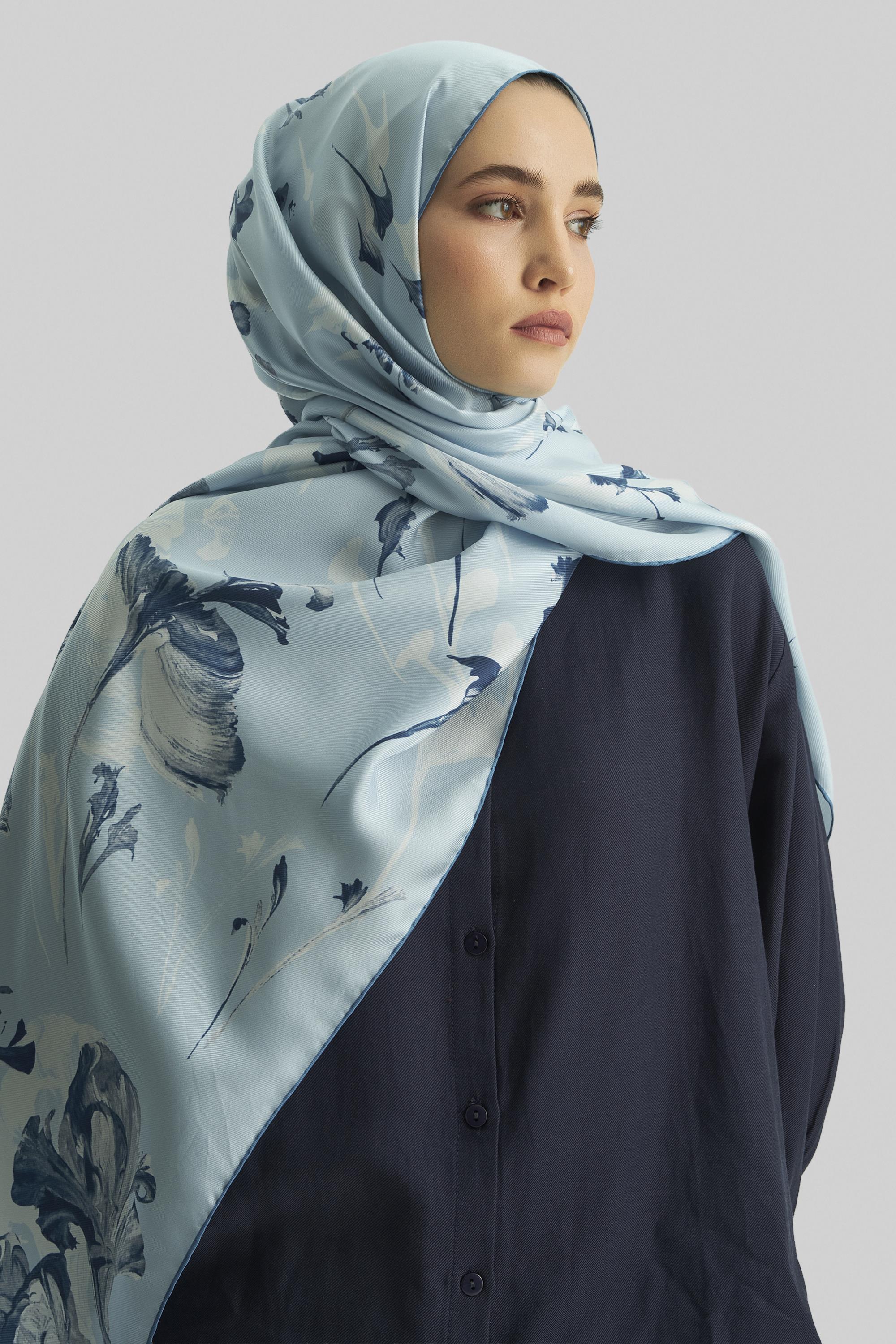 EFLİN MULBERRY İPEK ŞAL 70*190 CM - AÇIK MAVİ