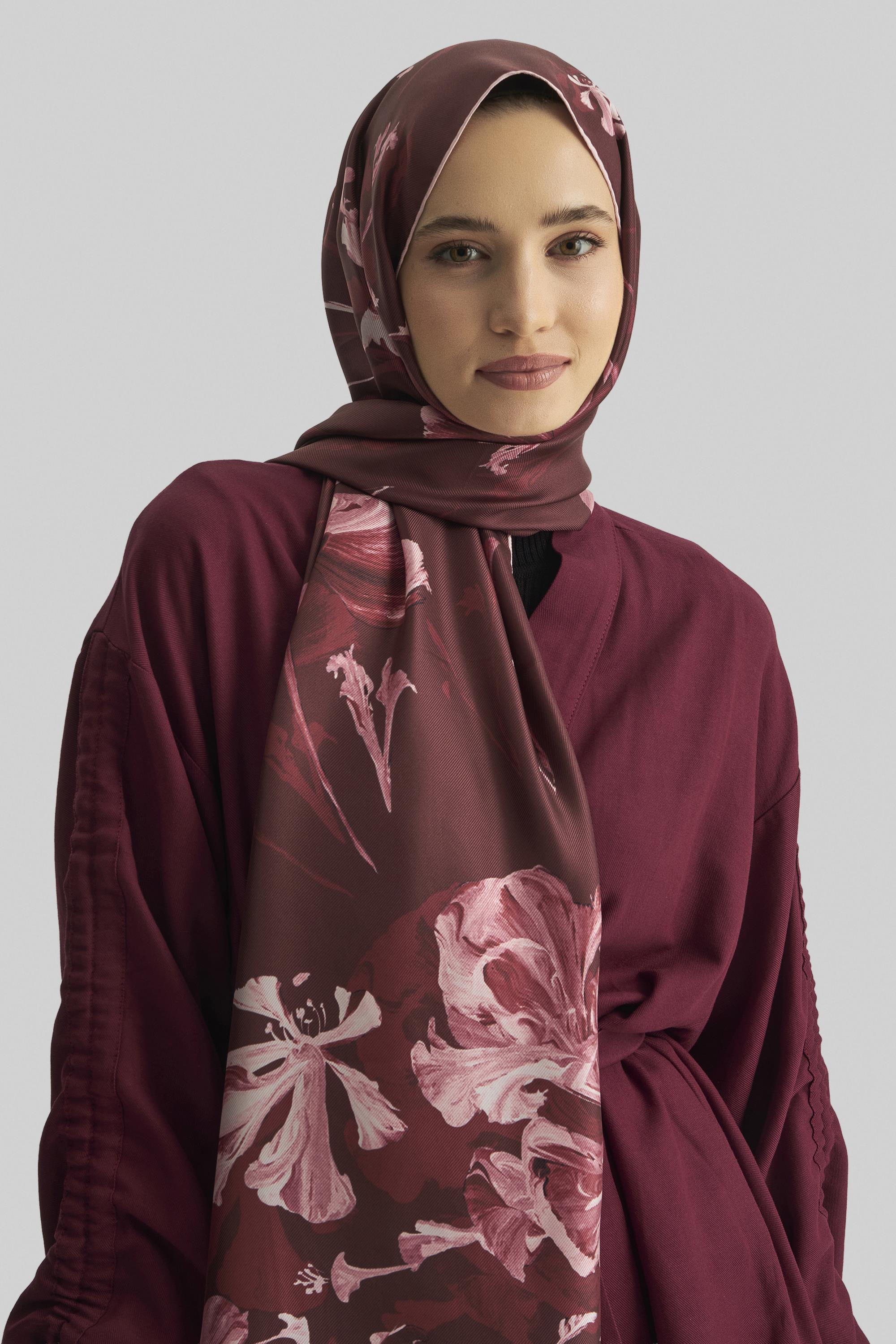 EFLİN MULBERRY İPEK ŞAL 70*190 CM - BORDO