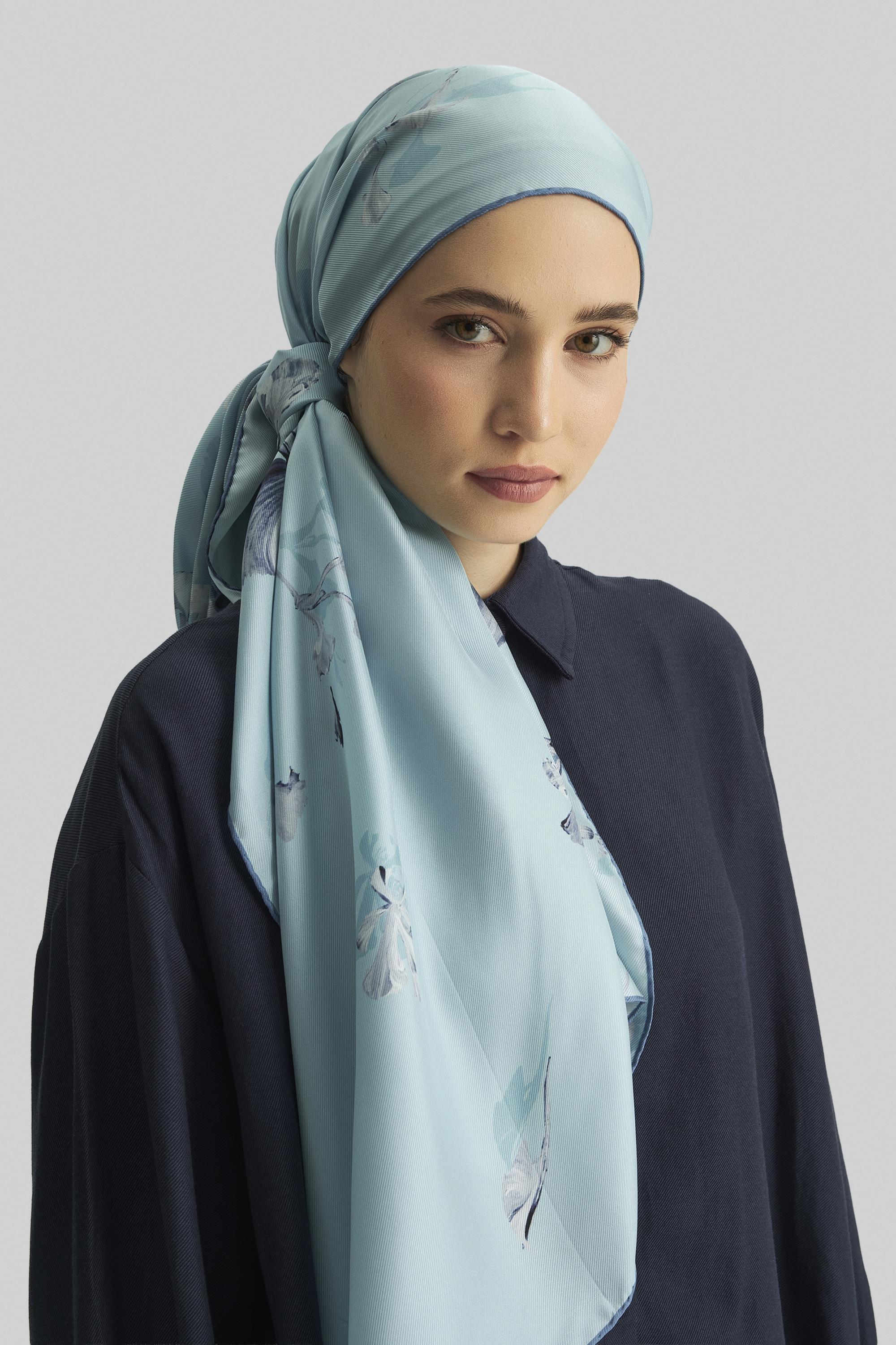 EFLİN MULBERRY İPEK ŞAL 70*190 CM - MAVİ