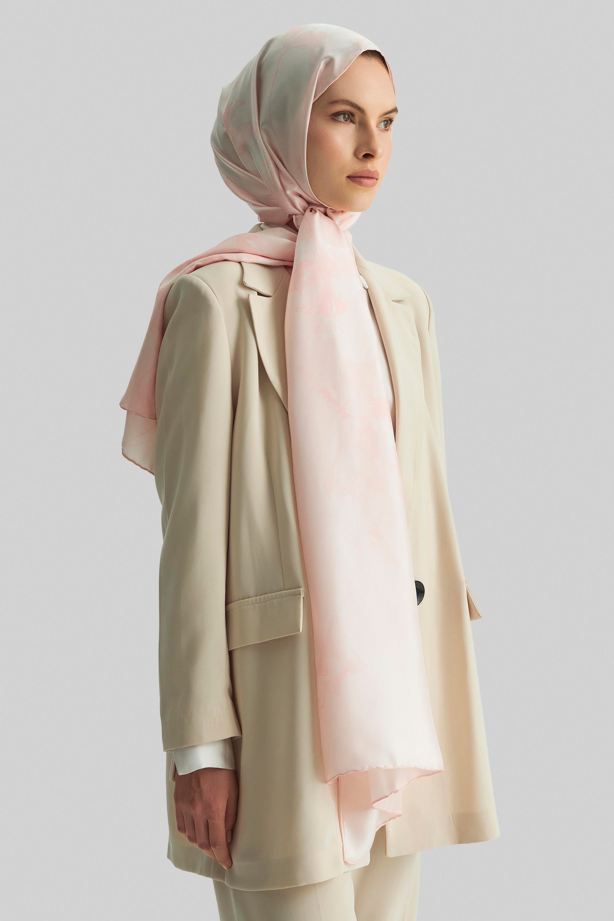 EFLİN MULBERRY İPEK ŞAL 70*190 CM - PUDRA PEMBE