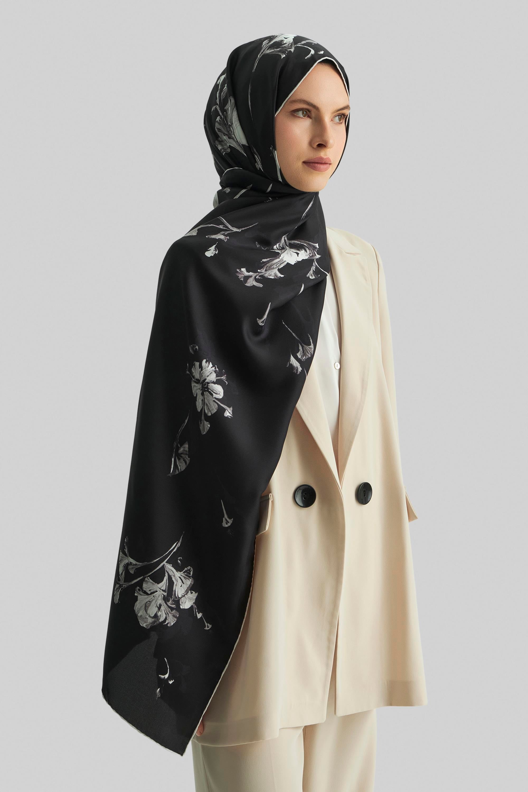 EFLİN MULBERRY İPEK ŞAL 70*190 CM - SİYAH