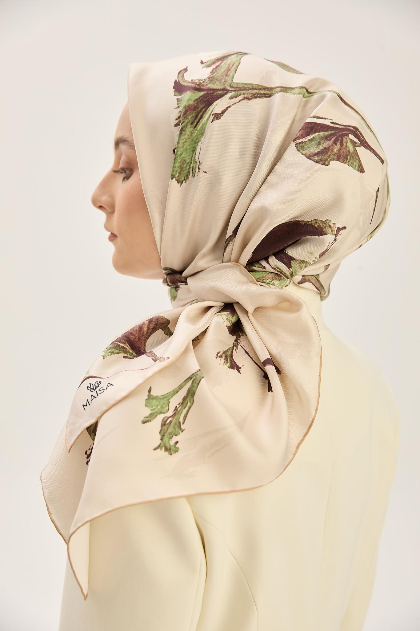 EFLİN TİVİL İPEK EŞARP 90*90 CM - BEJ