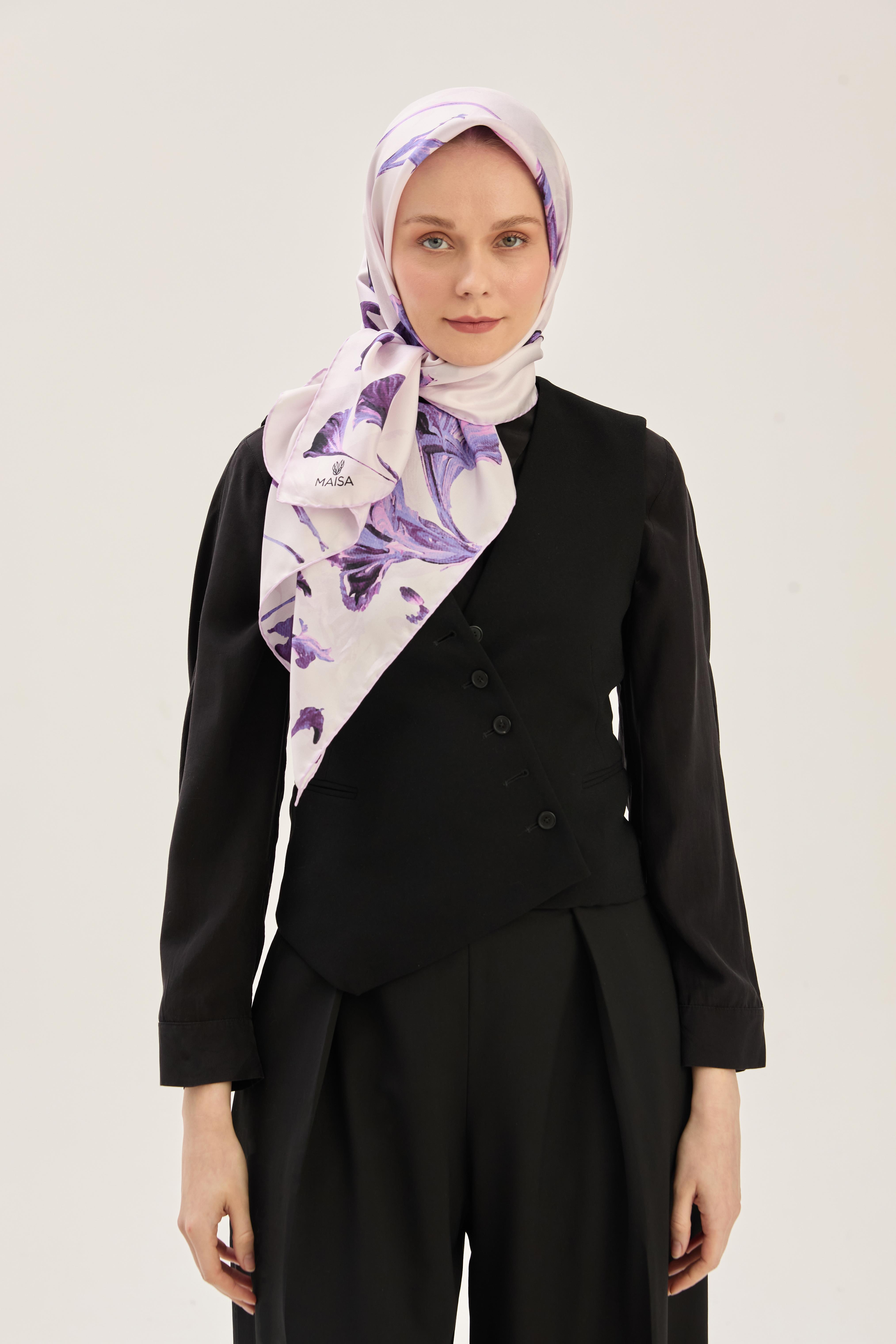 EFLİN TİVİL İPEK EŞARP 90*90 CM - MOR