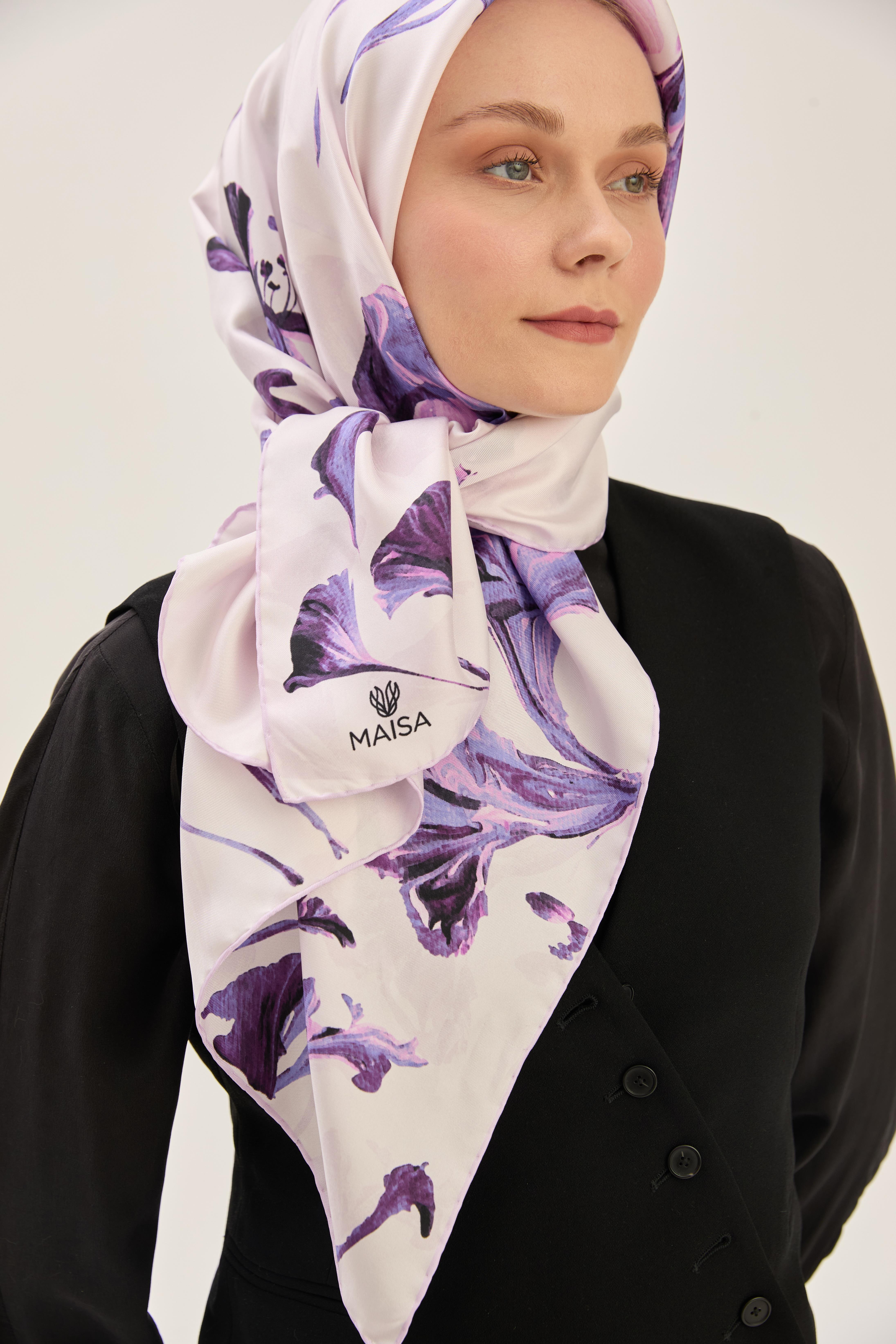 EFLİN TİVİL İPEK EŞARP 90*90 CM - MOR