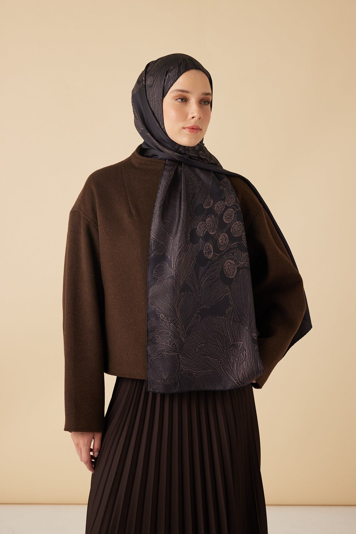 EFNA MULBERRY İPEK ŞAL 70*190 CM - ACI KAHVE