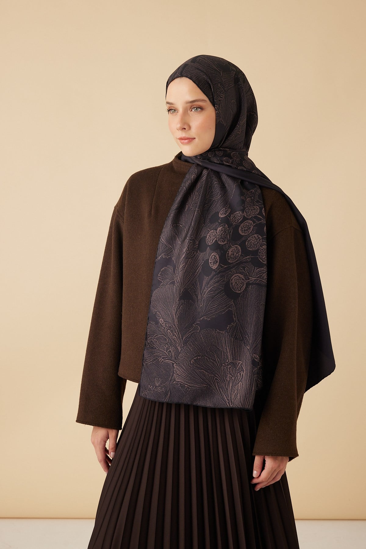 EFNA MULBERRY İPEK ŞAL 70*190 CM - ACI KAHVE