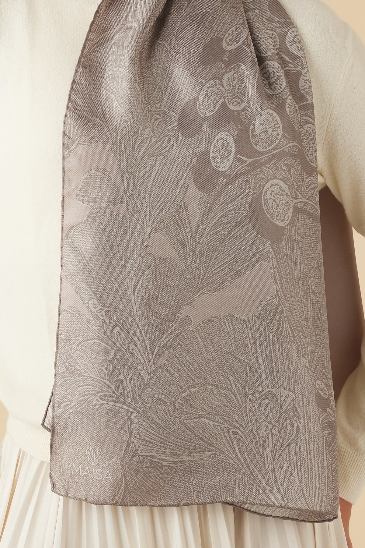 EFNA MULBERRY İPEK ŞAL 70*190 CM - VİZON
