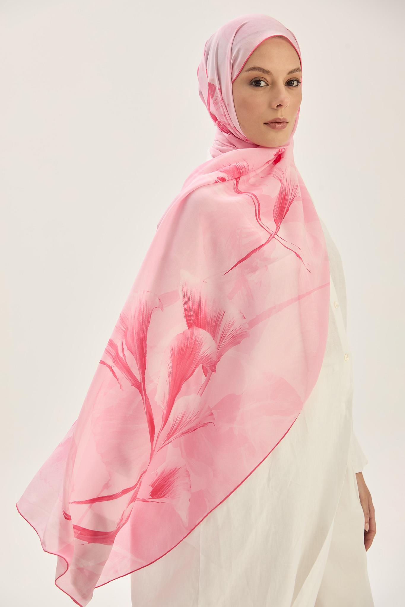 EFZA KREP İPEK ŞAL 70*190 CM - PEMBE
