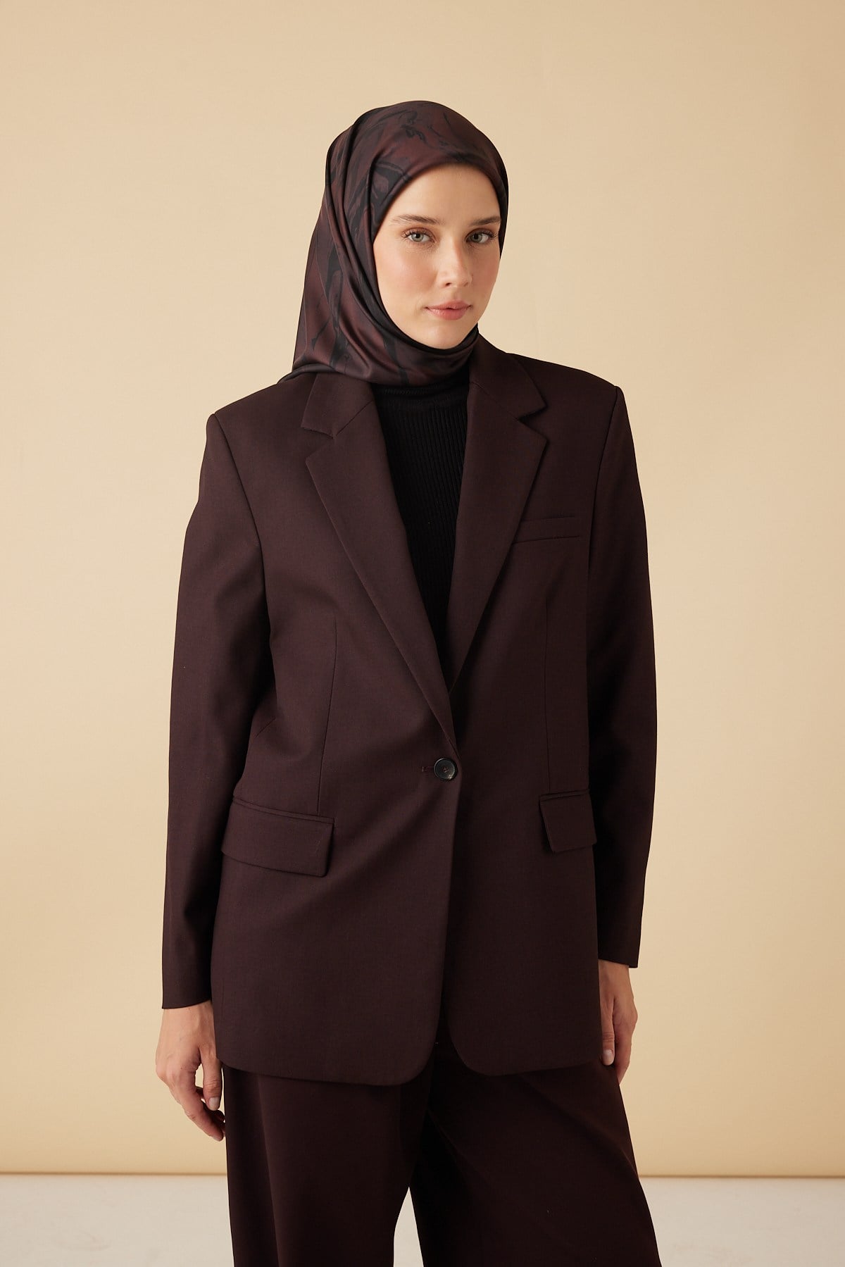 EVA TİVİL İPEK EŞARP 90*90 CM - BORDO