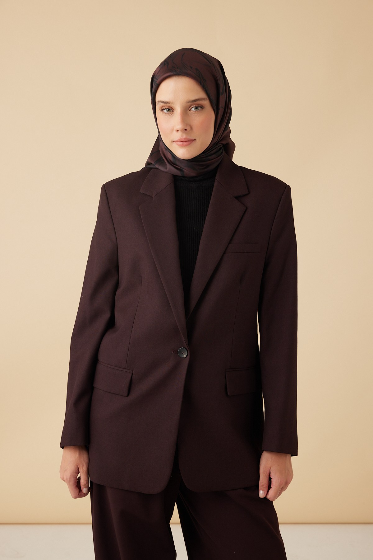 EVA TİVİL İPEK EŞARP 90*90 CM - BORDO