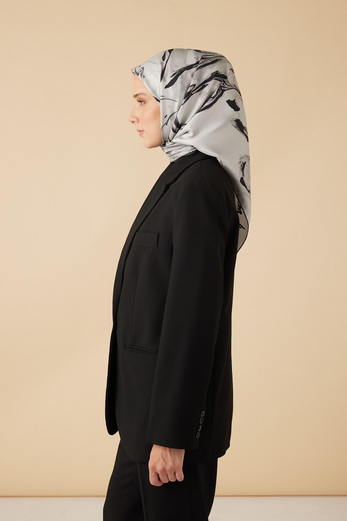 EVA TİVİL İPEK EŞARP 90*90 CM - GRİ