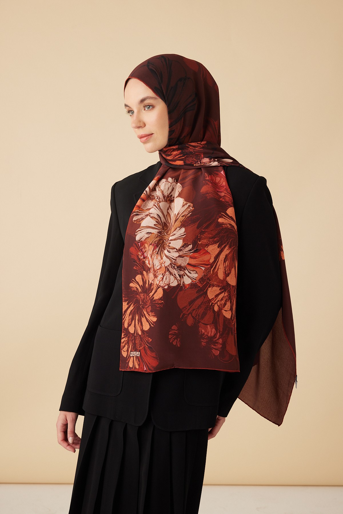 EZGİN KREP İPEK ŞAL 70*190 CM - KİREMİT