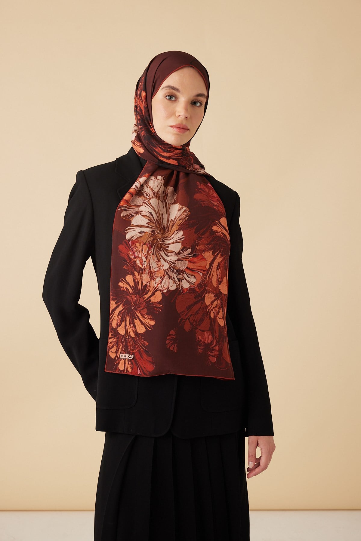 EZGİN KREP İPEK ŞAL 70*190 CM - KİREMİT