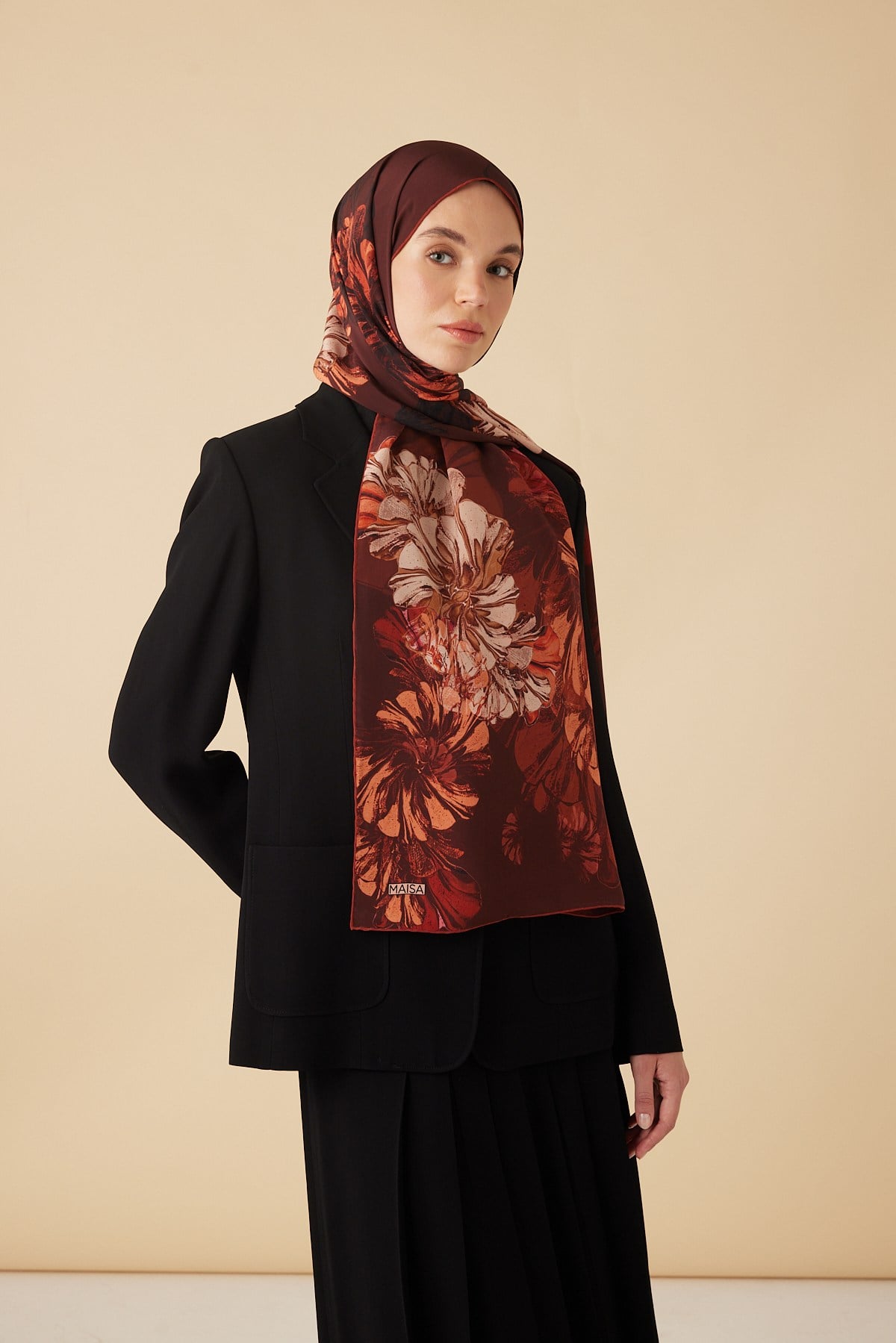 EZGİN KREP İPEK ŞAL 70*190 CM - KİREMİT