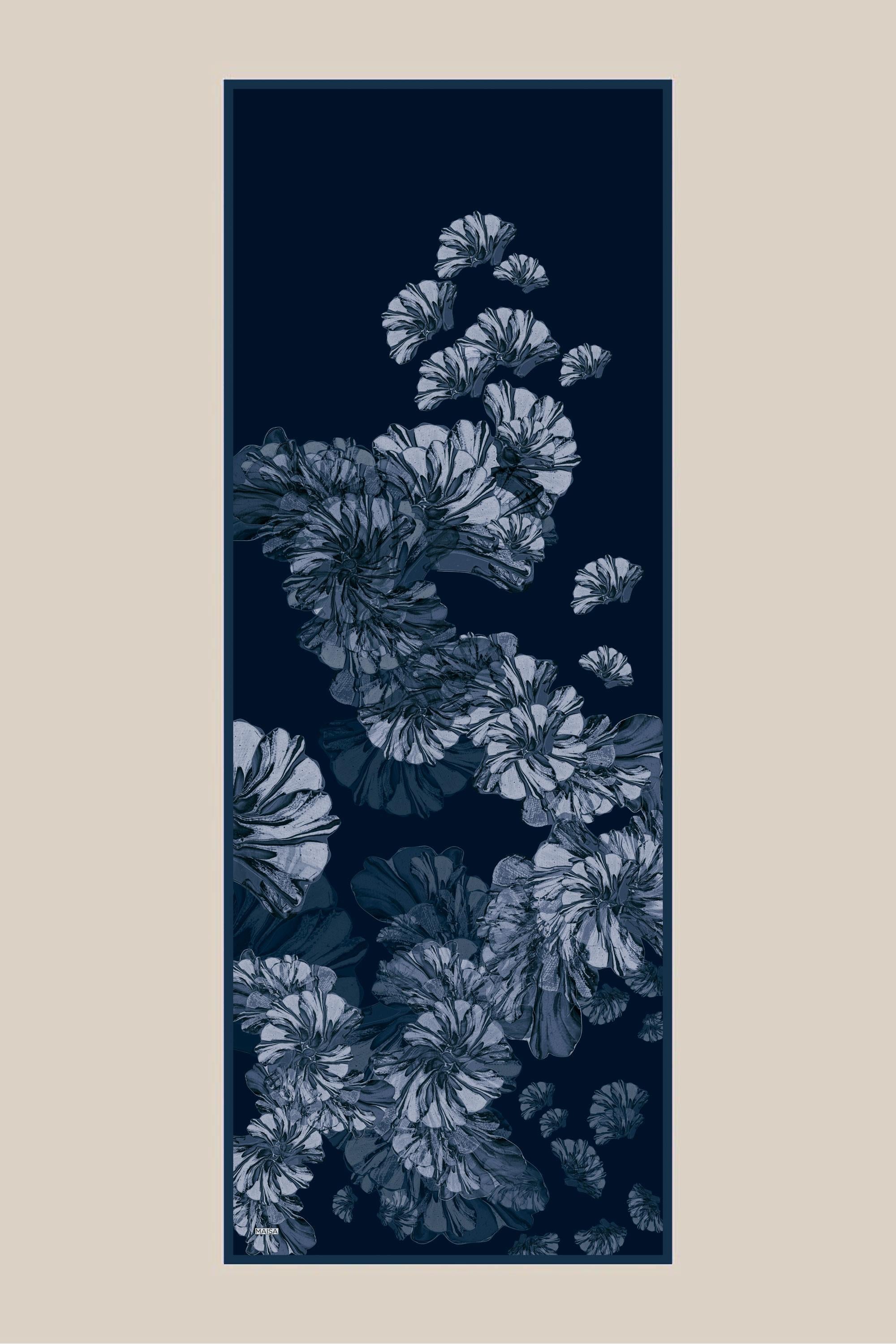 EZGİN PAMUK İPEK ŞAL 70*190 CM - INDIGO