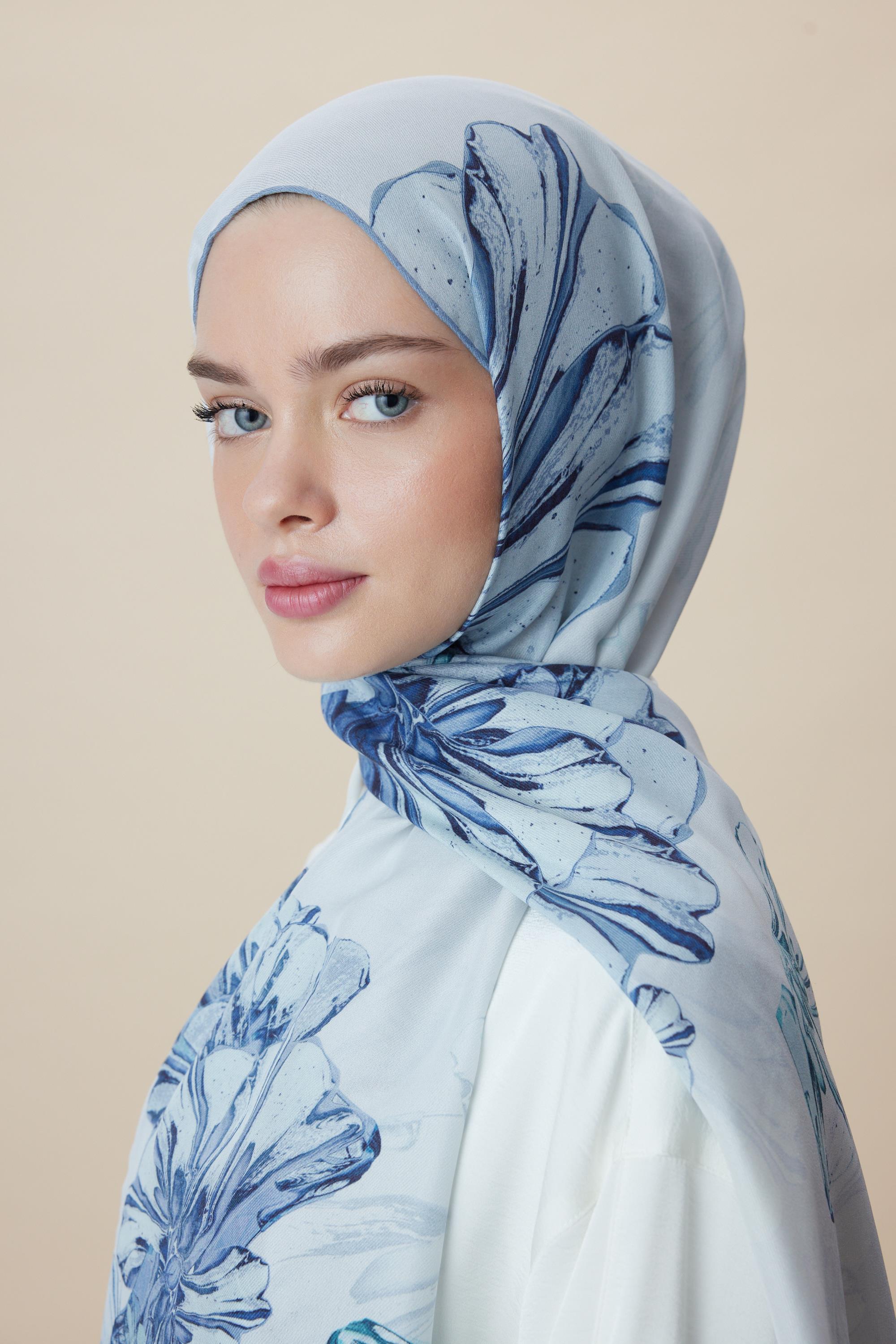EZGİN PAMUK İPEK ŞAL 70*190 CM - MAVİ
