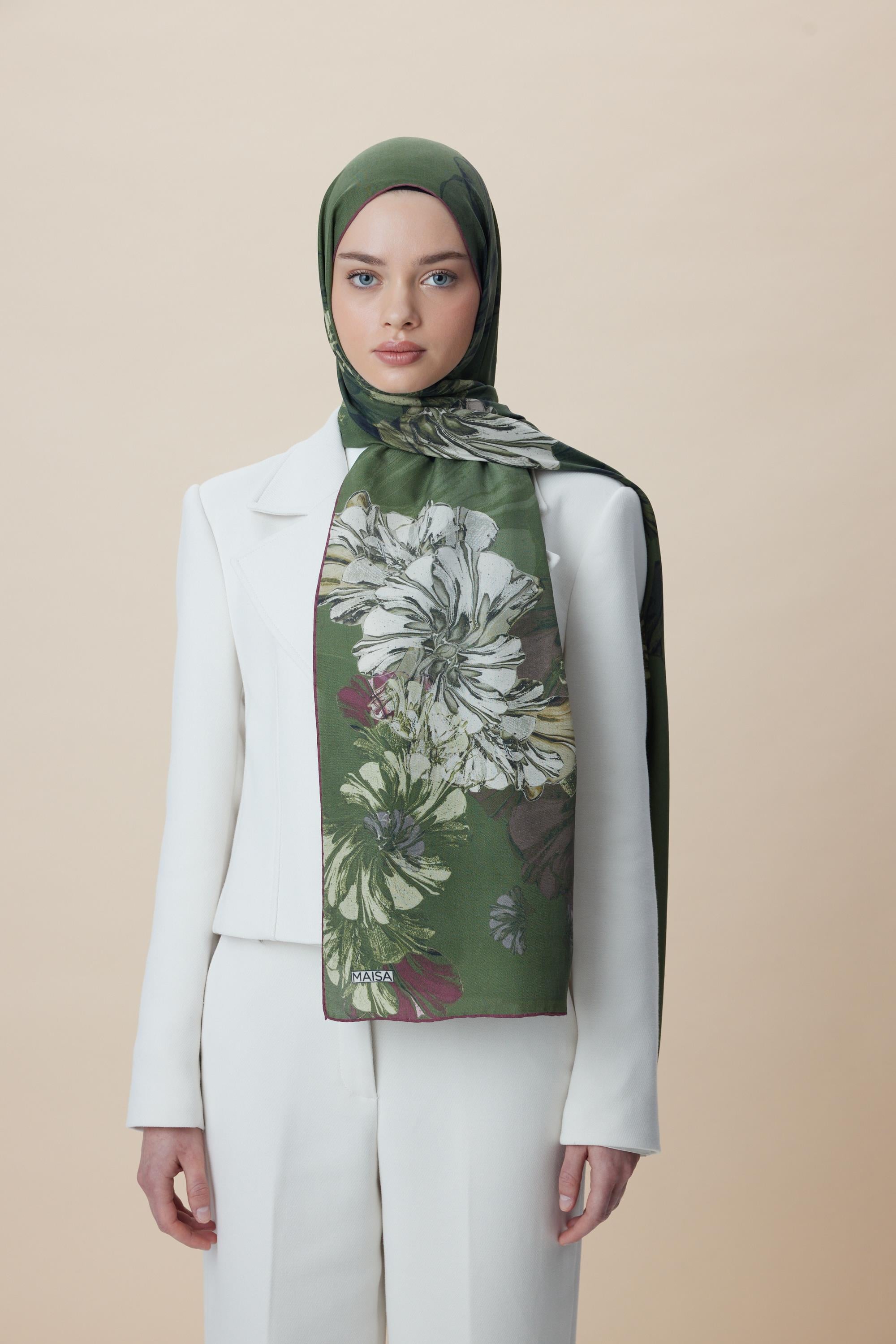 EZGİN PAMUK İPEK ŞAL 70*190 CM - YEŞİL