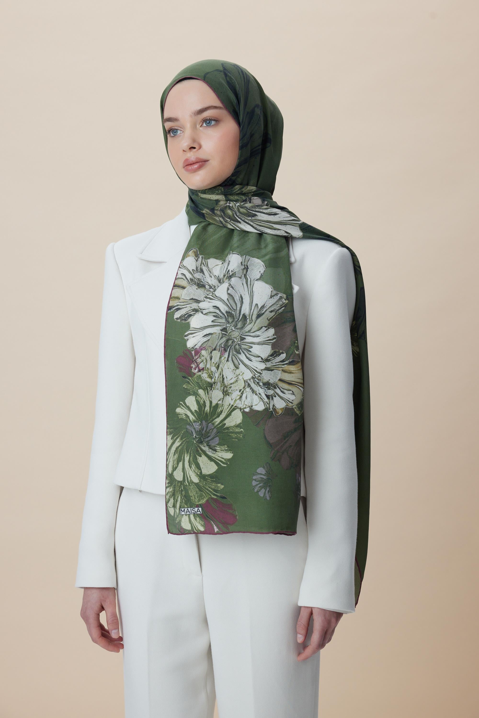 EZGİN PAMUK İPEK ŞAL 70*190 CM - YEŞİL