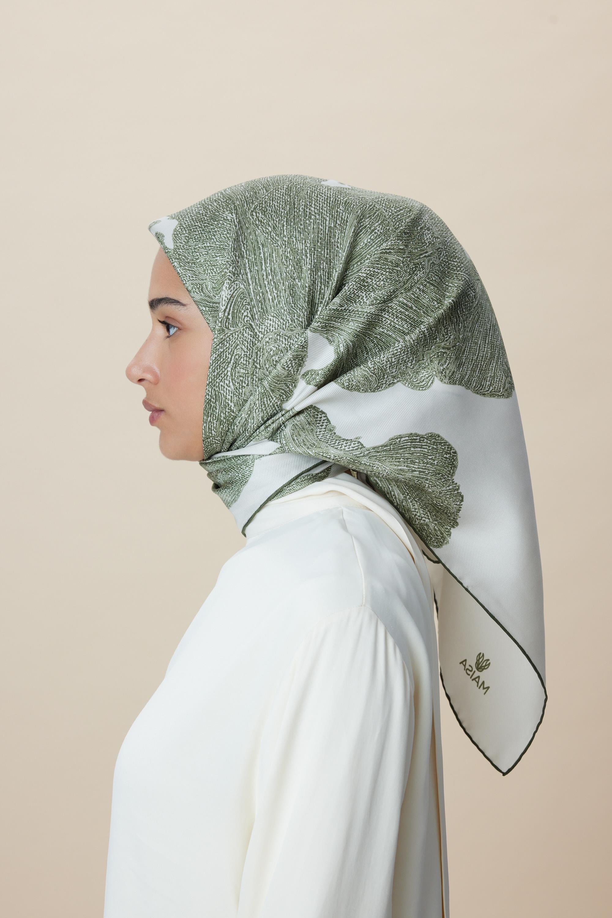 FARAH MULBERRY İPEK EŞARP 90*90 CM - AÇIK HAKİ