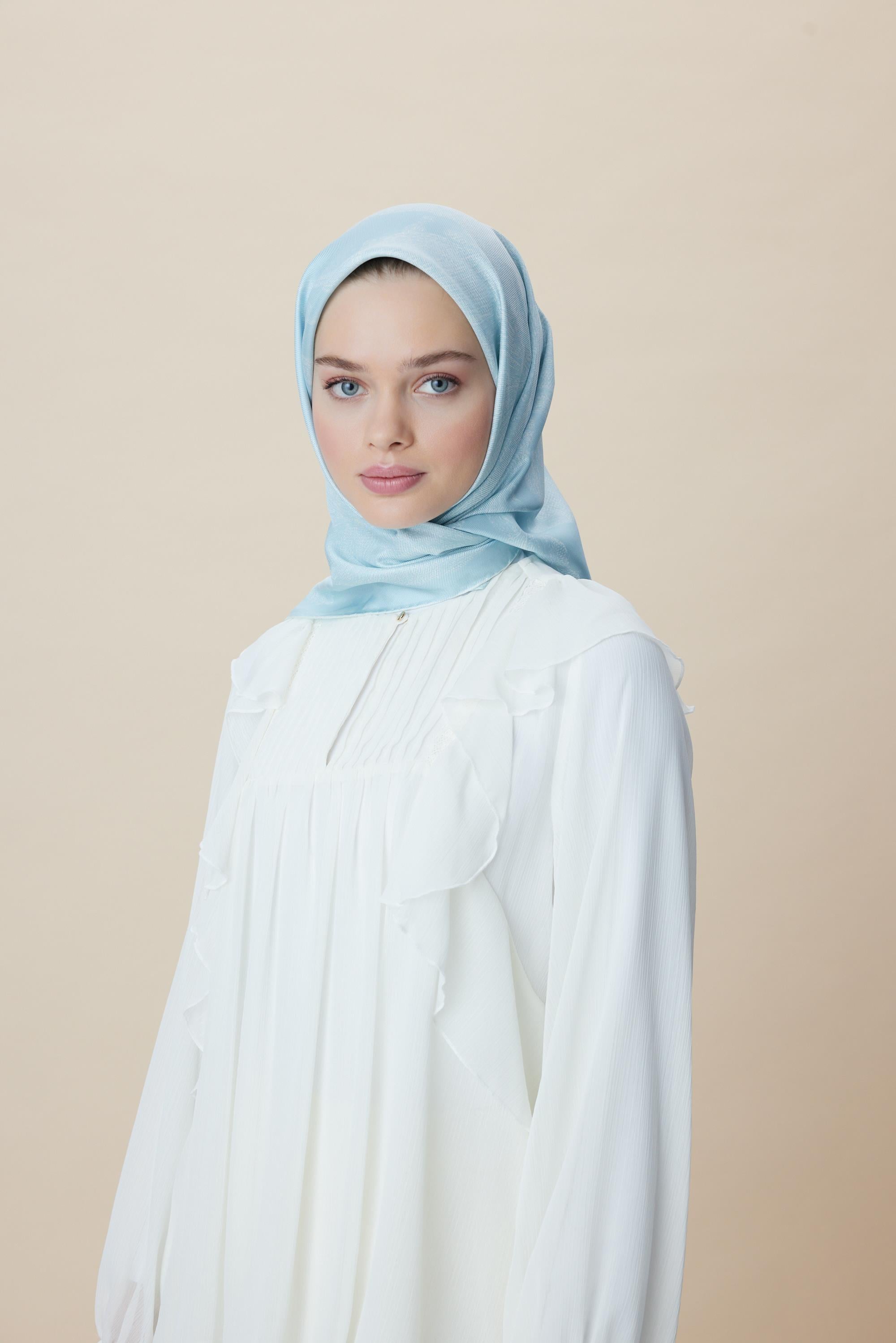 FARAH MULBERRY İPEK EŞARP 90*90 CM - AÇIK MAVİ