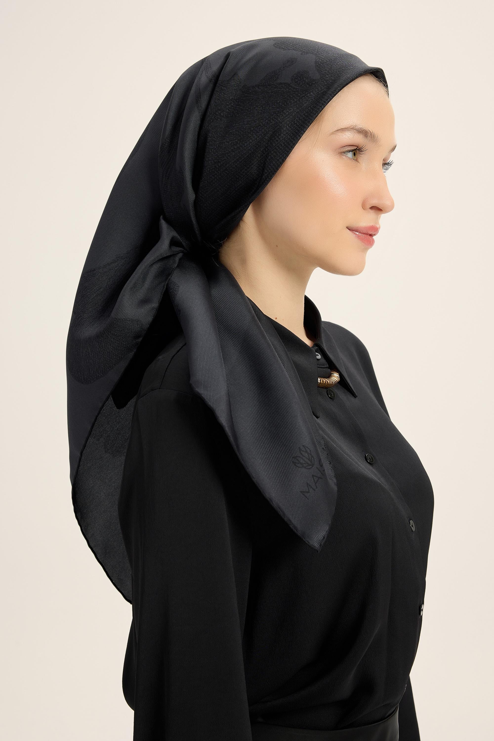 FARAH MULBERRY İPEK EŞARP 90*90 CM - ANTRASİT