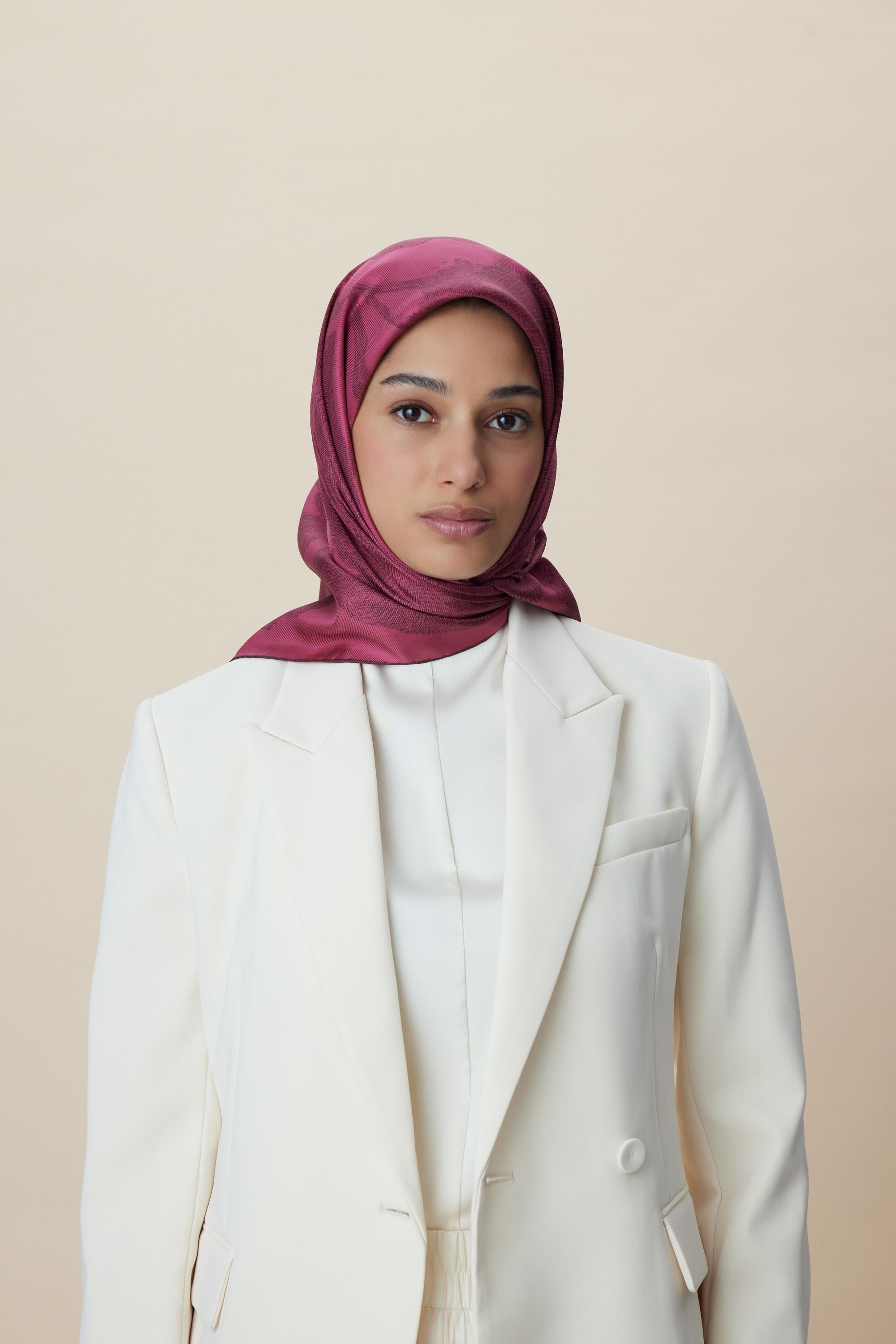 FARAH MULBERRY İPEK EŞARP 90*90 CM - GÜL KURUSU