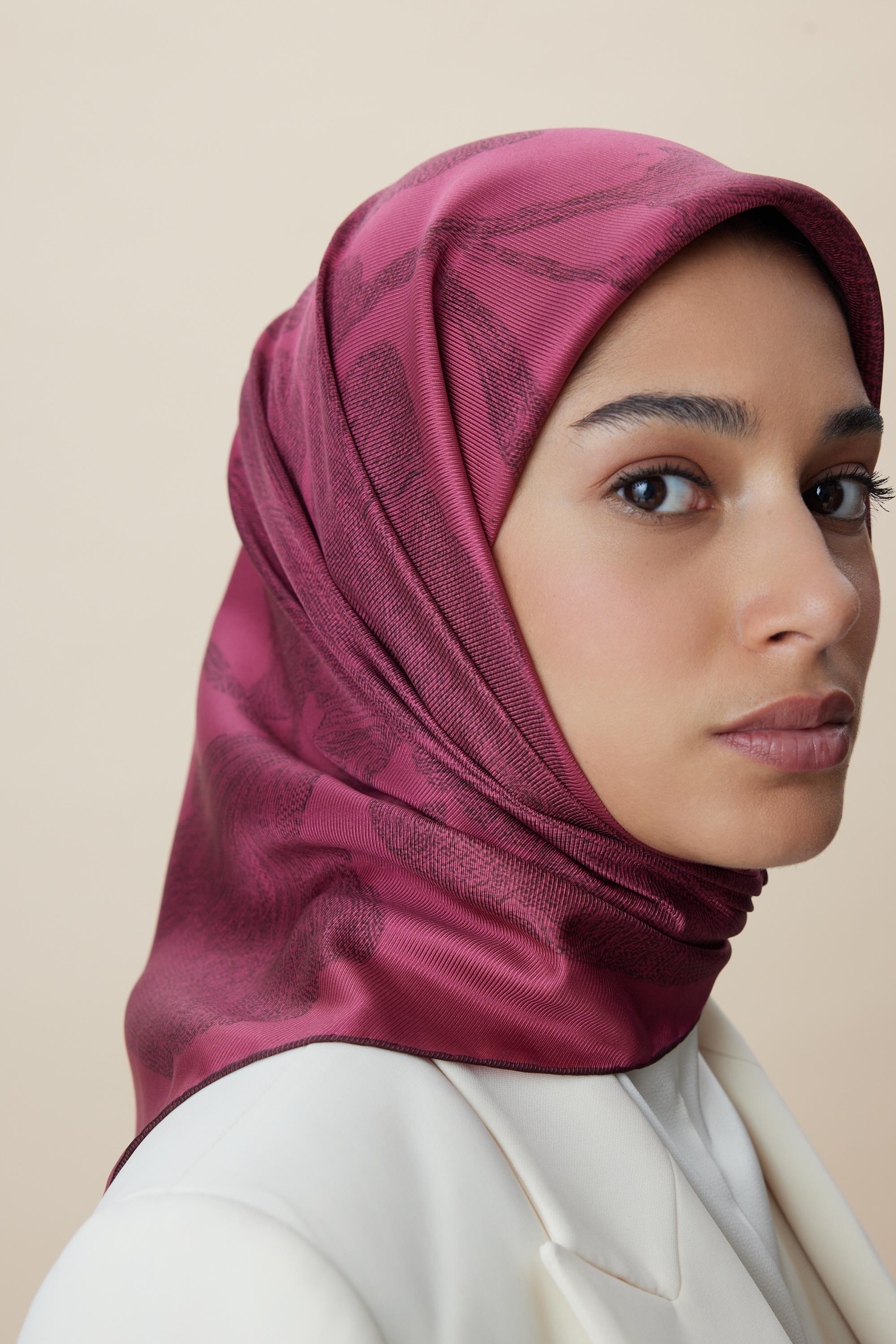 FARAH MULBERRY İPEK EŞARP 90*90 CM - GÜL KURUSU