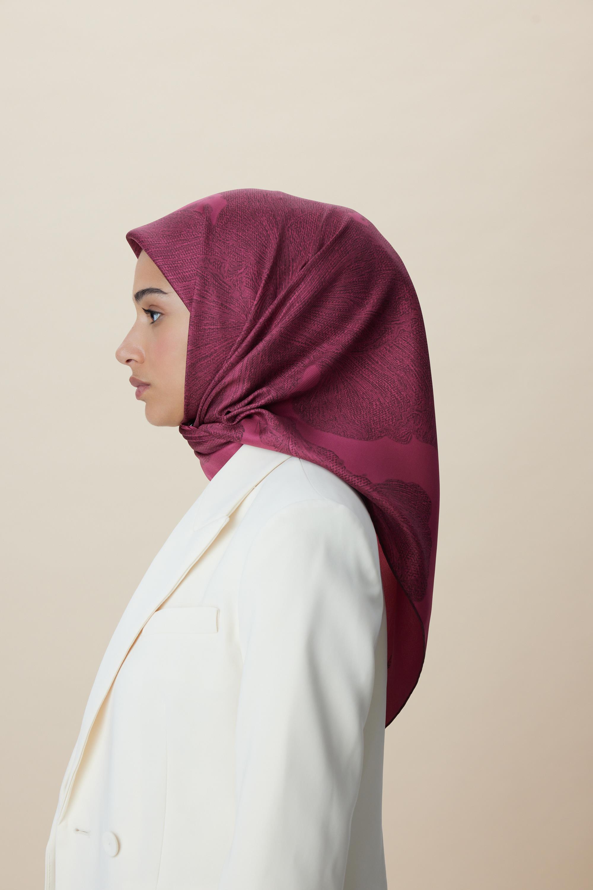 FARAH MULBERRY İPEK EŞARP 90*90 CM - GÜL KURUSU
