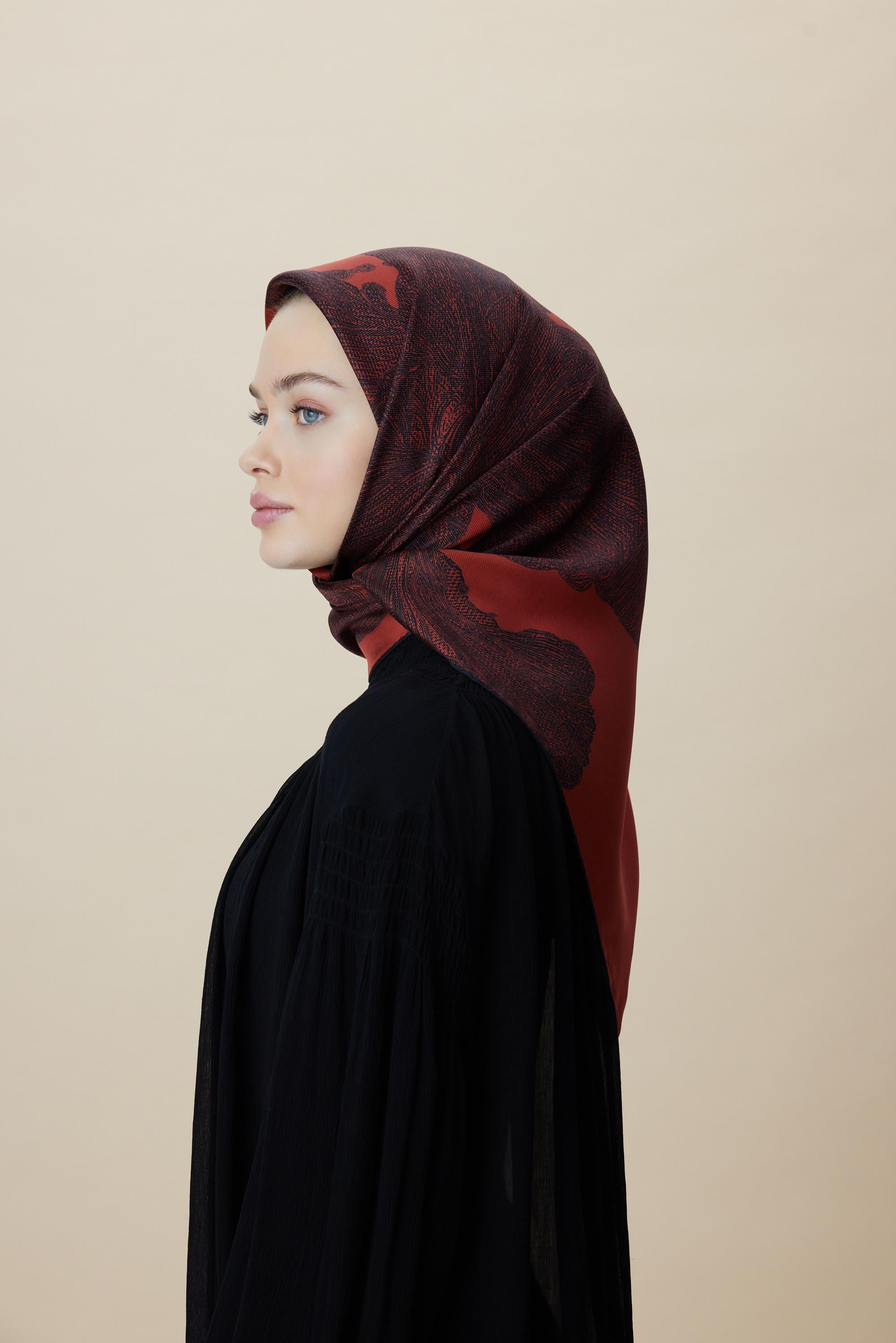 FARAH MULBERRY İPEK EŞARP 90*90 CM - KIRMIZI