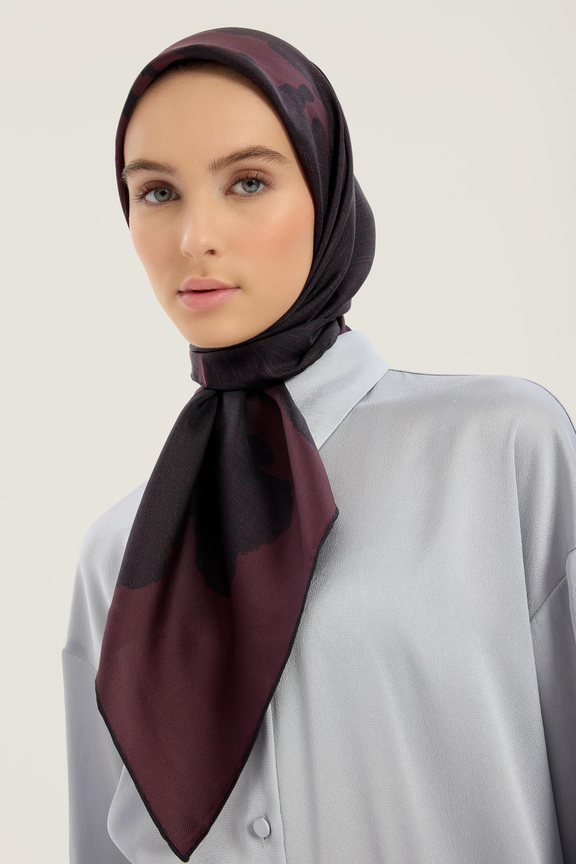 FARAH MULBERRY İPEK EŞARP 90*90 CM - MÜRDÜM