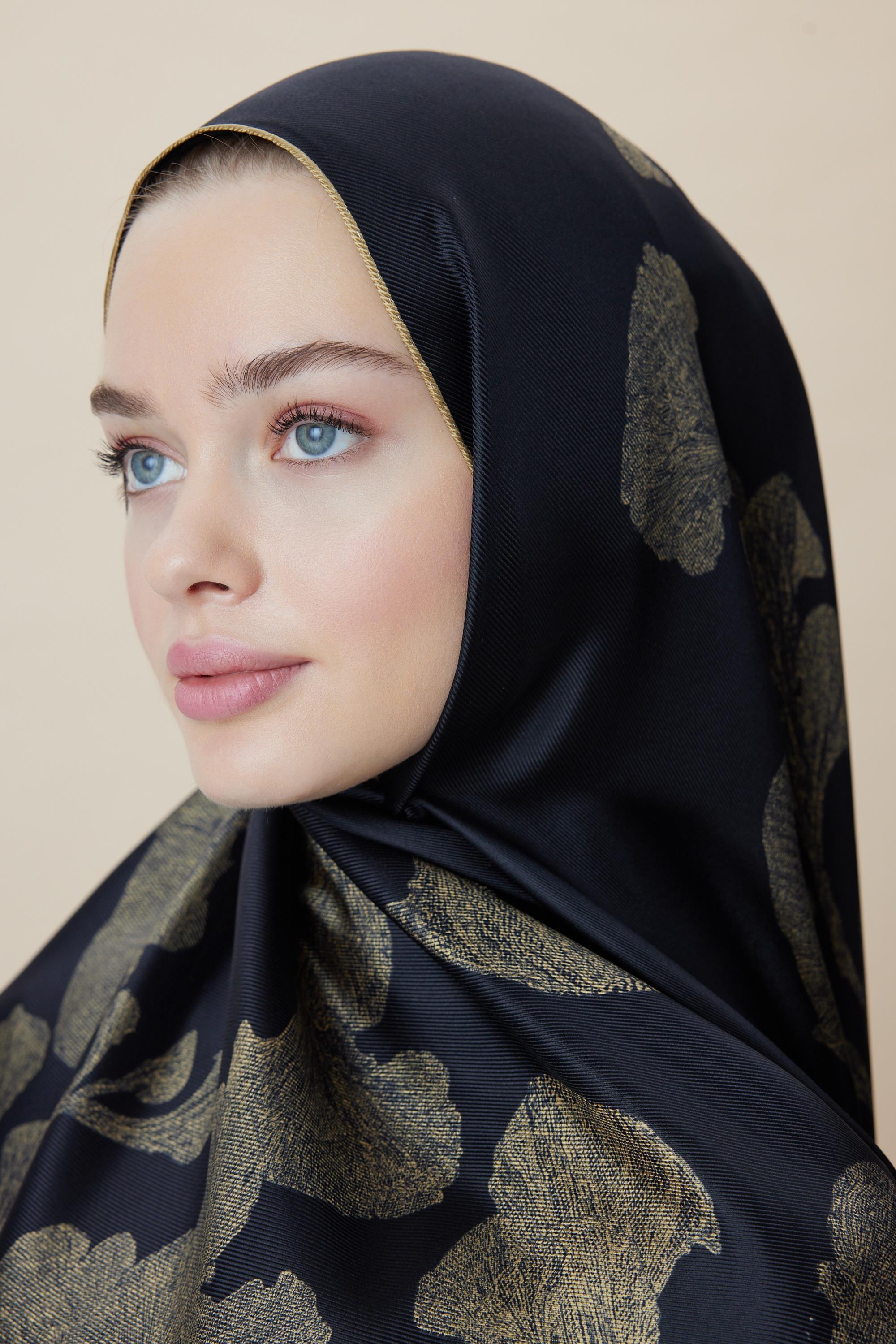 FARAH MULBERRY İPEK ŞAL 70*190 - GOLD SİYAH