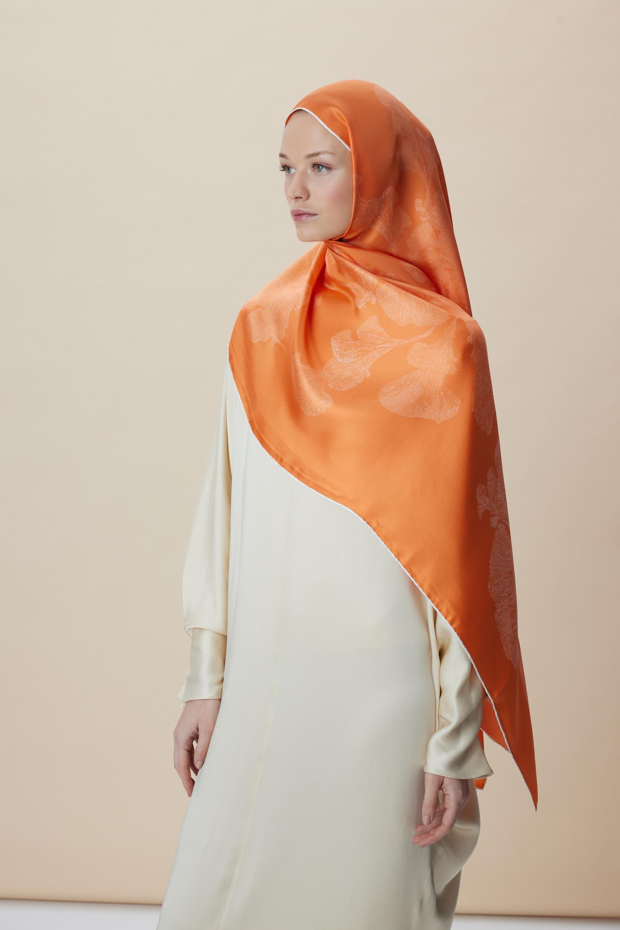 FARAH MULBERRY İPEK ŞAL 70*190 - TURUNCU