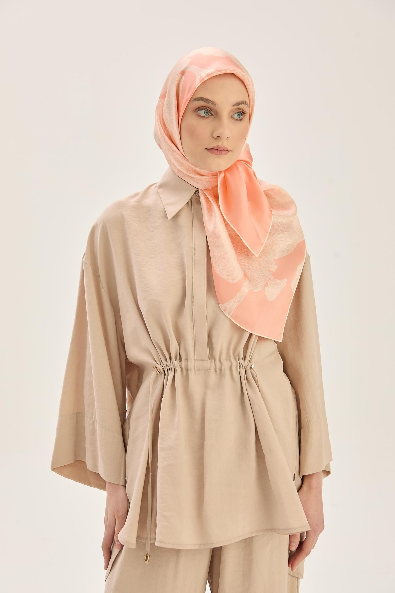FARAH SURA İPEK EŞARP 90*90 CM - SOMON