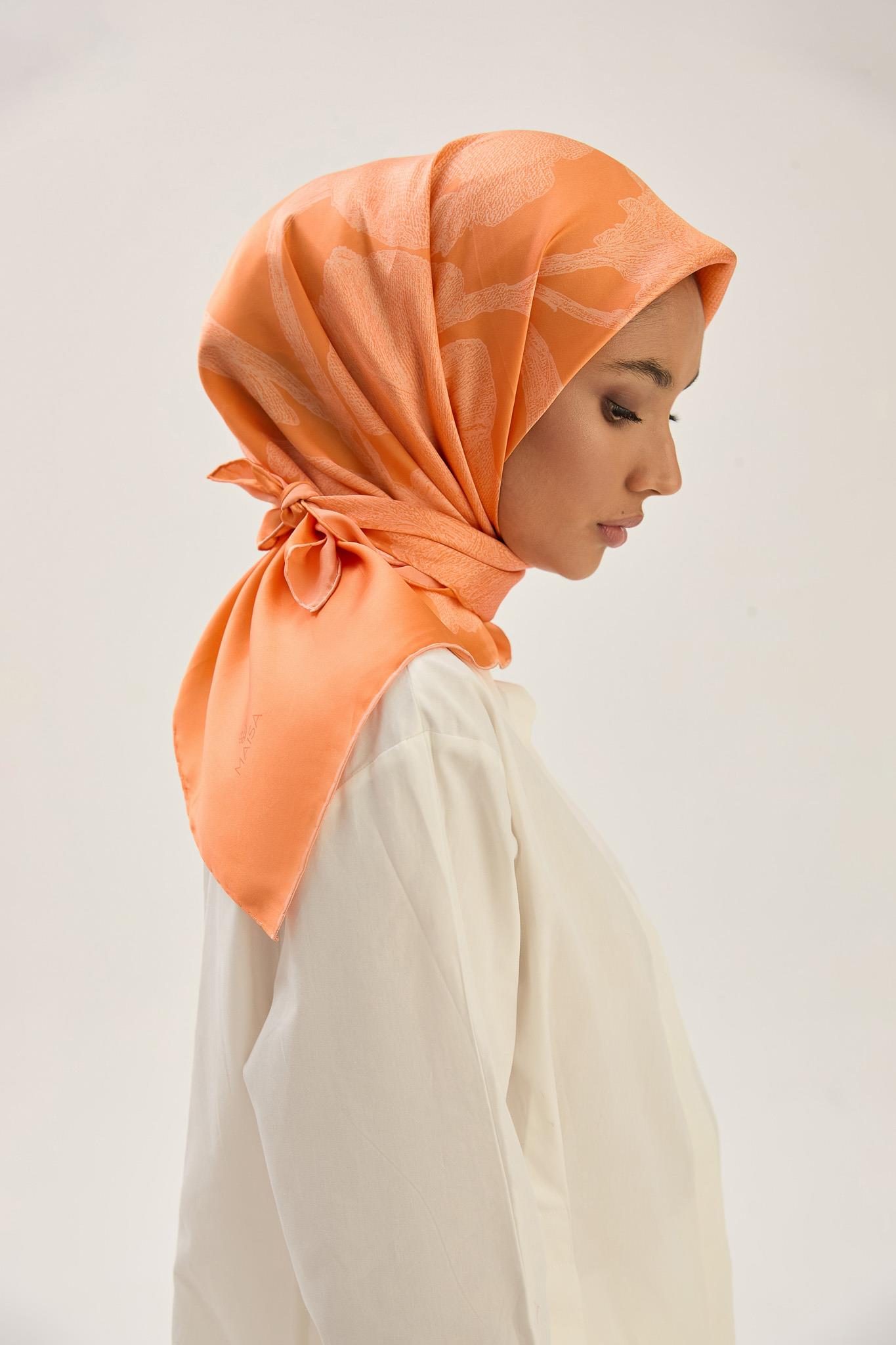 FARAH SURA İPEK EŞARP 90*90 CM - TURUNCU