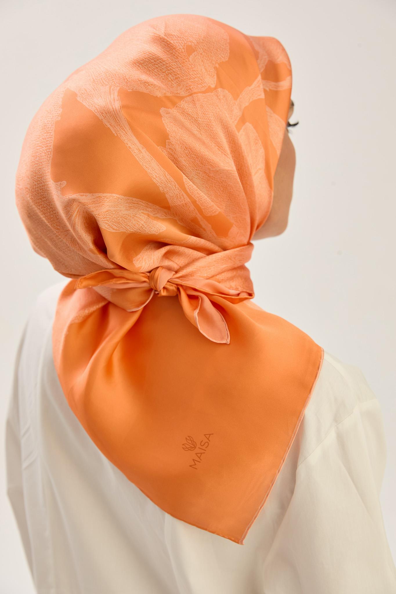 FARAH SURA İPEK EŞARP 90*90 CM - TURUNCU