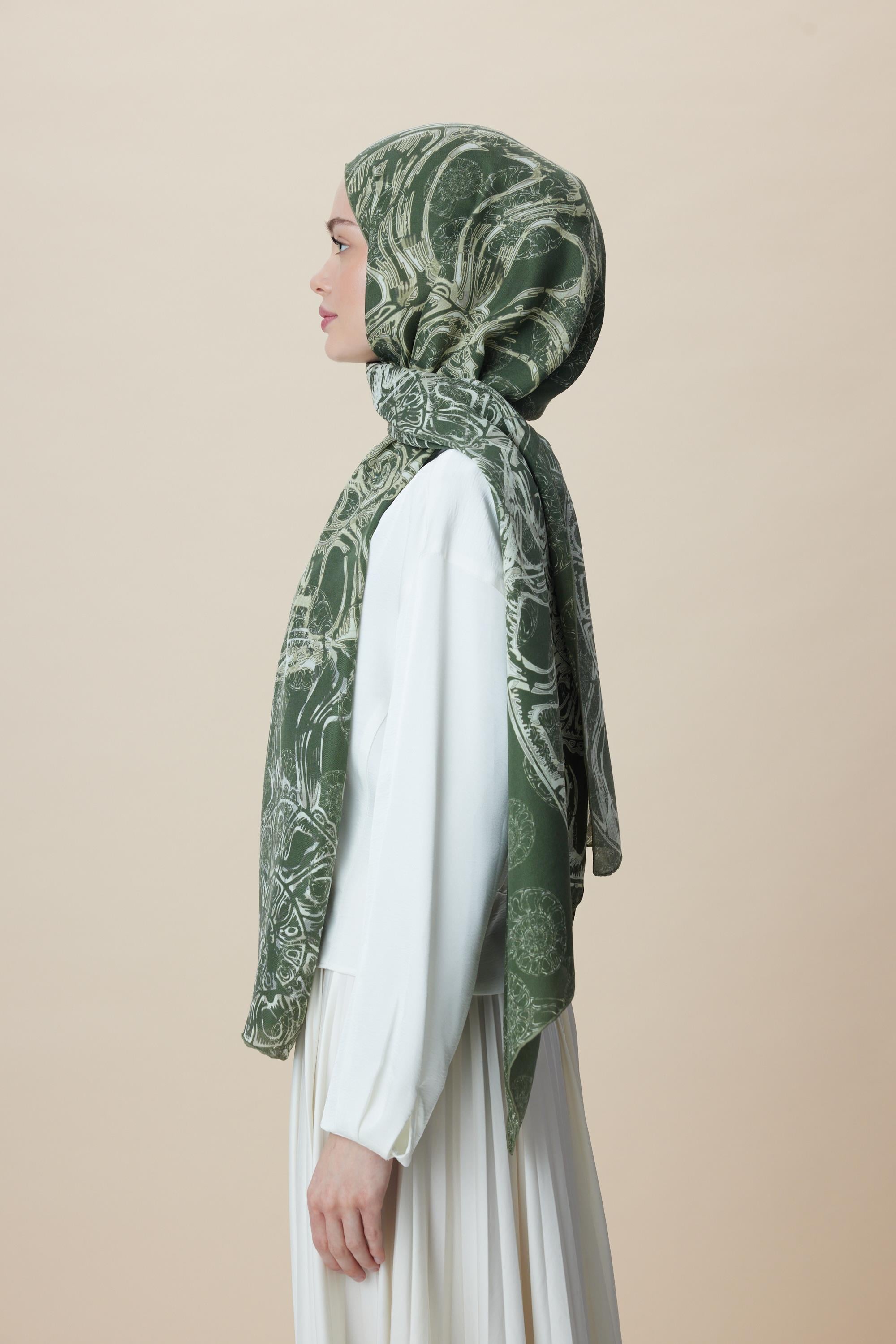 FASL PAMUK İPEK ŞAL 70*190 CM - HAKİ