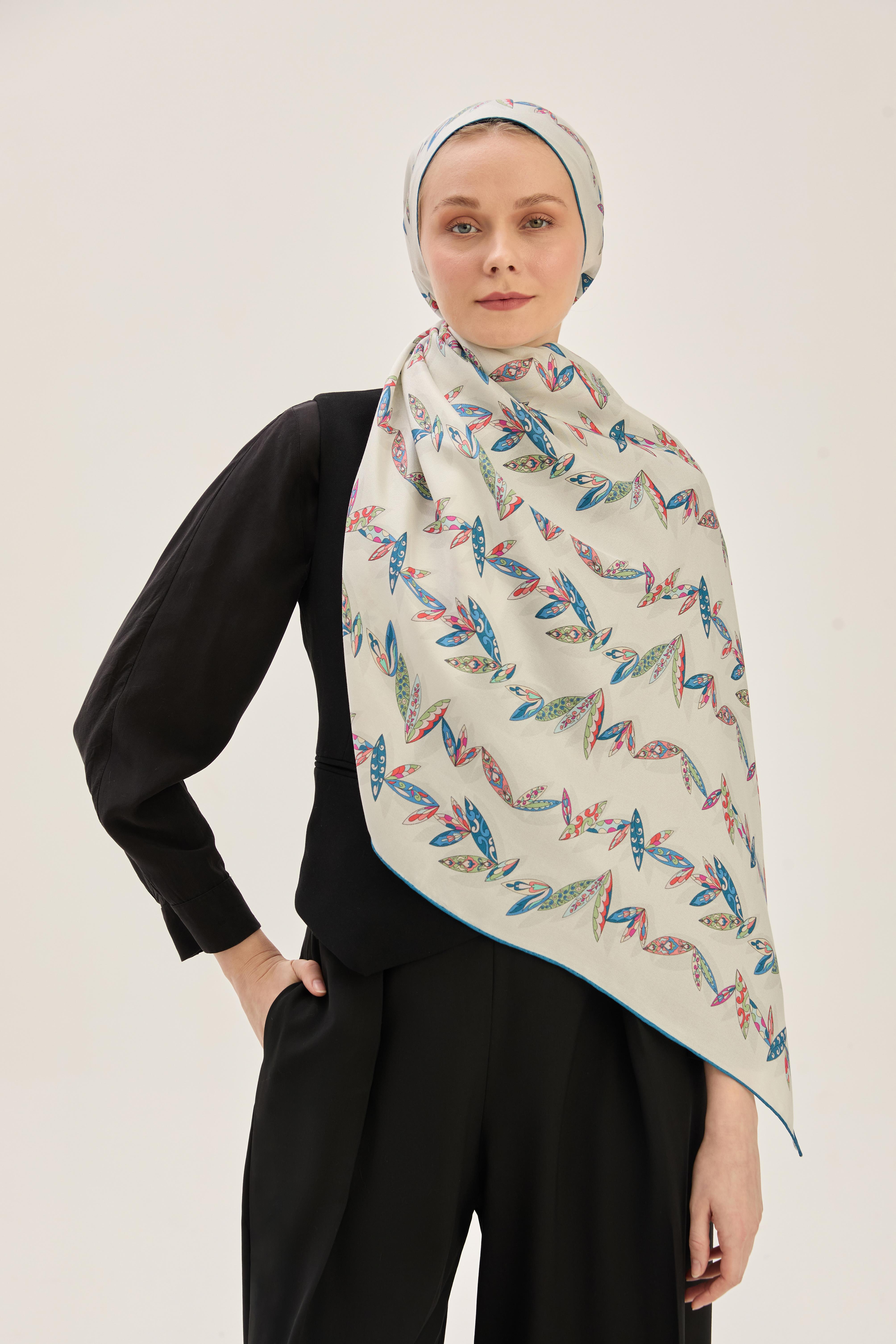 FER PAMUK İPEK ŞAL 70*190 CM - PETROL MAVİ