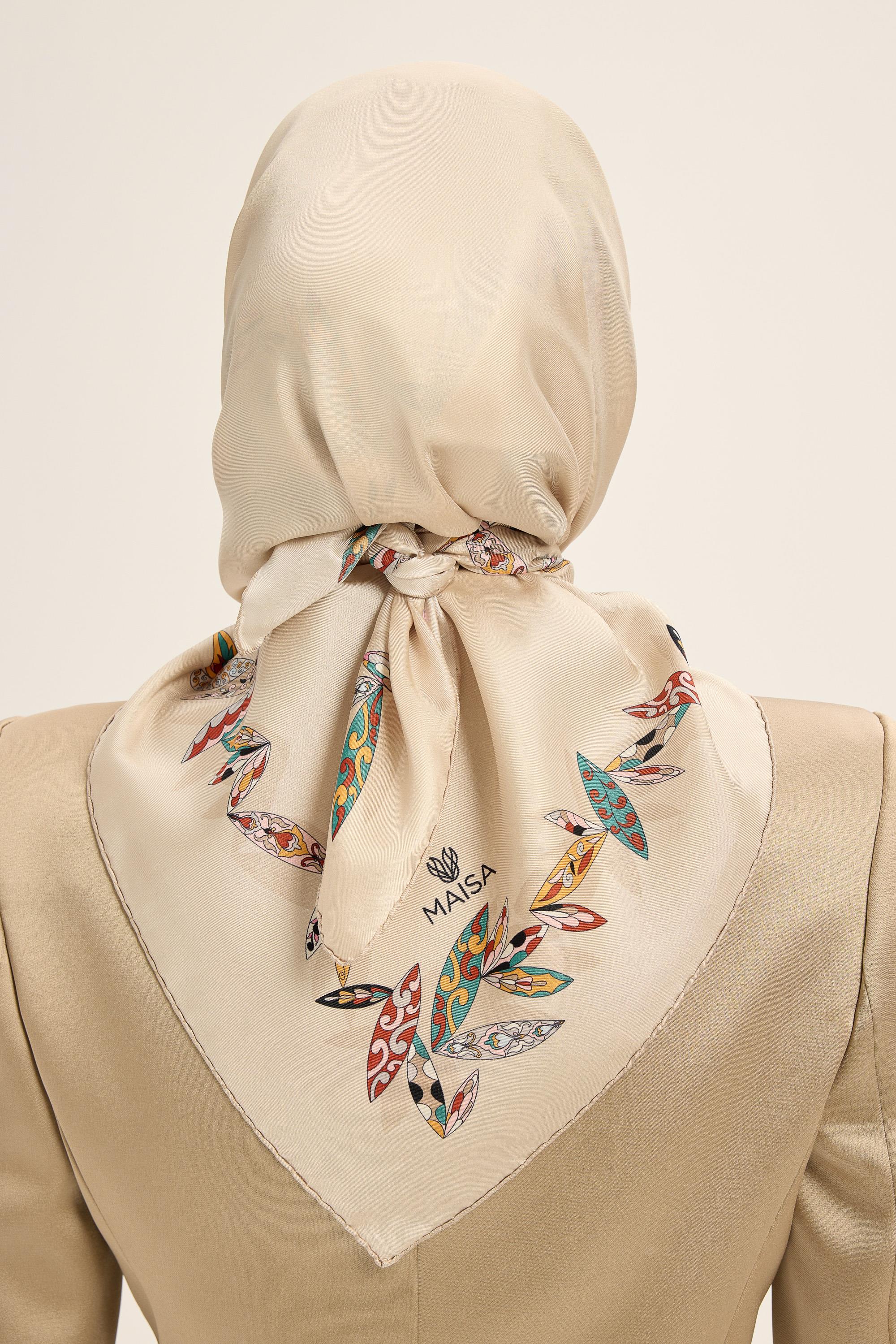 FER TİVİL İPEK EŞARP 90*90 CM - BEJ