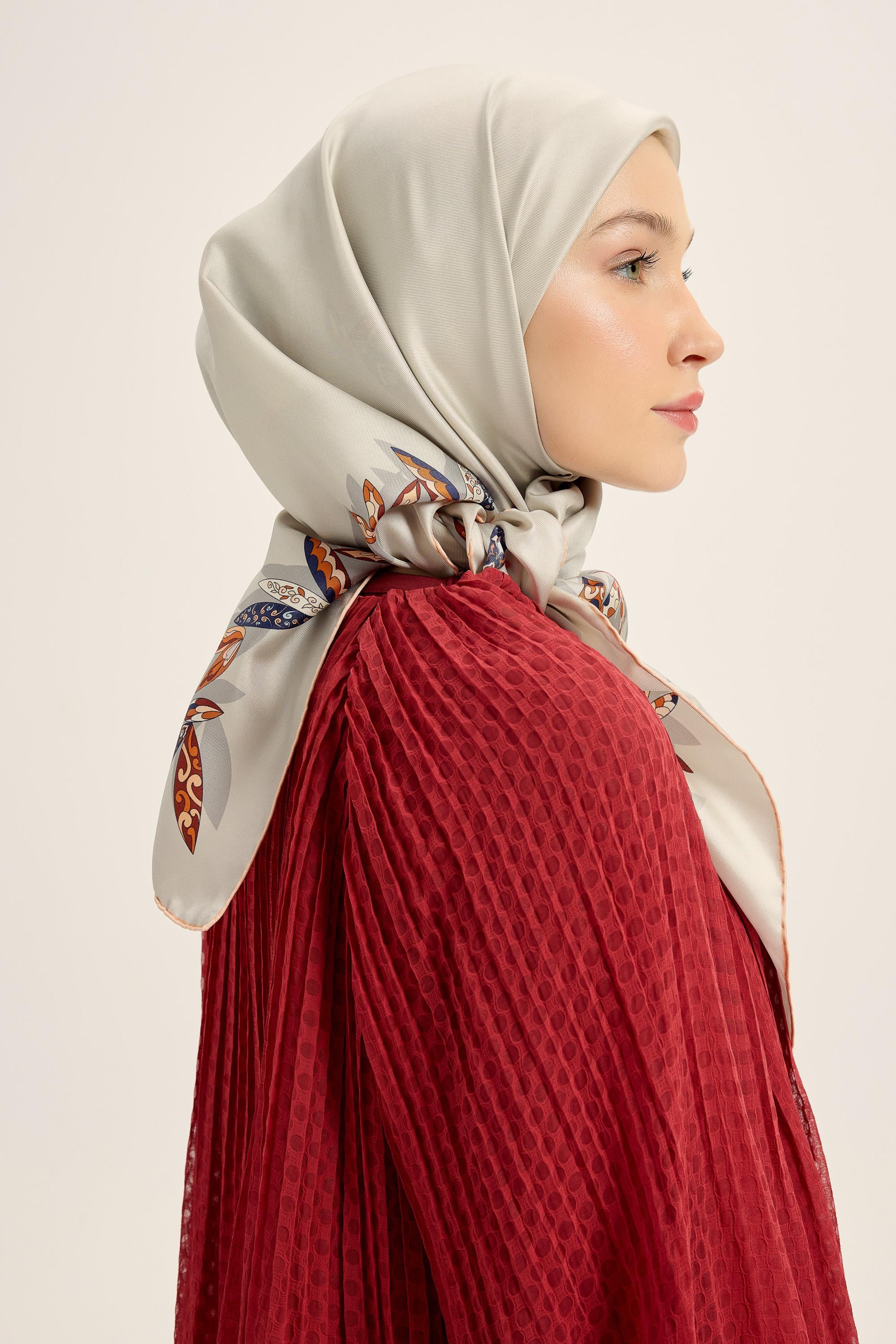 FER TİVİL İPEK EŞARP 90*90 CM - GRİ