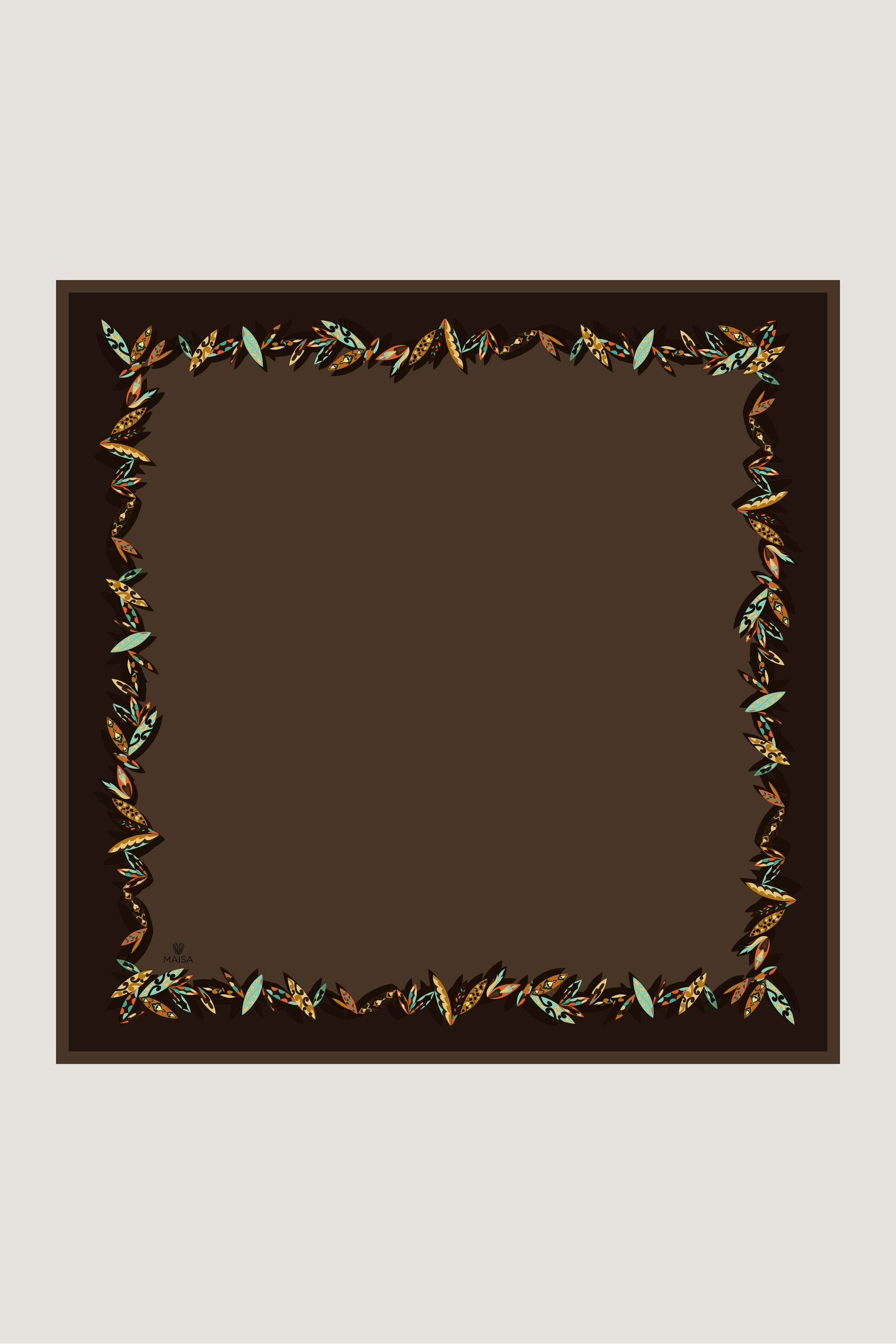 FER TİVİL İPEK EŞARP 90*90 CM - KAHVERENGİ