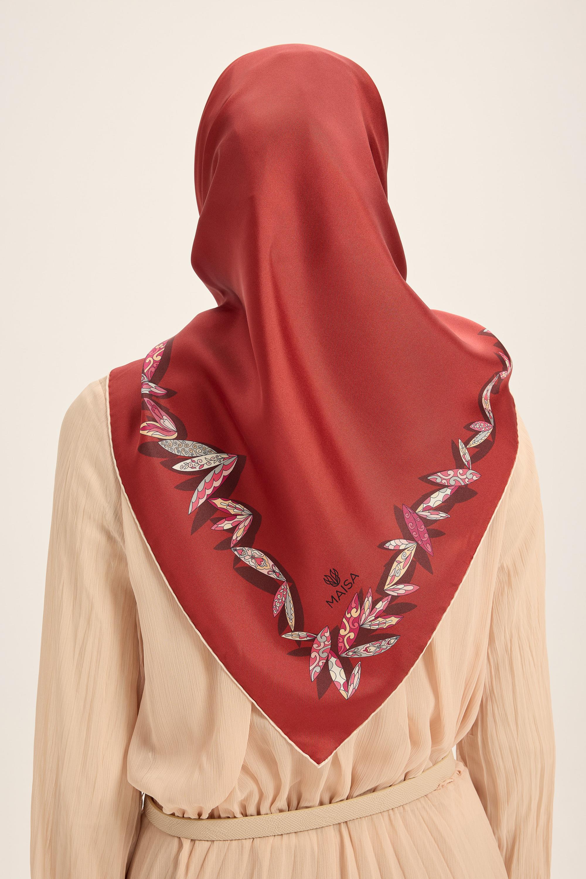 FER TİVİL İPEK EŞARP 90*90 CM - KIRMIZI
