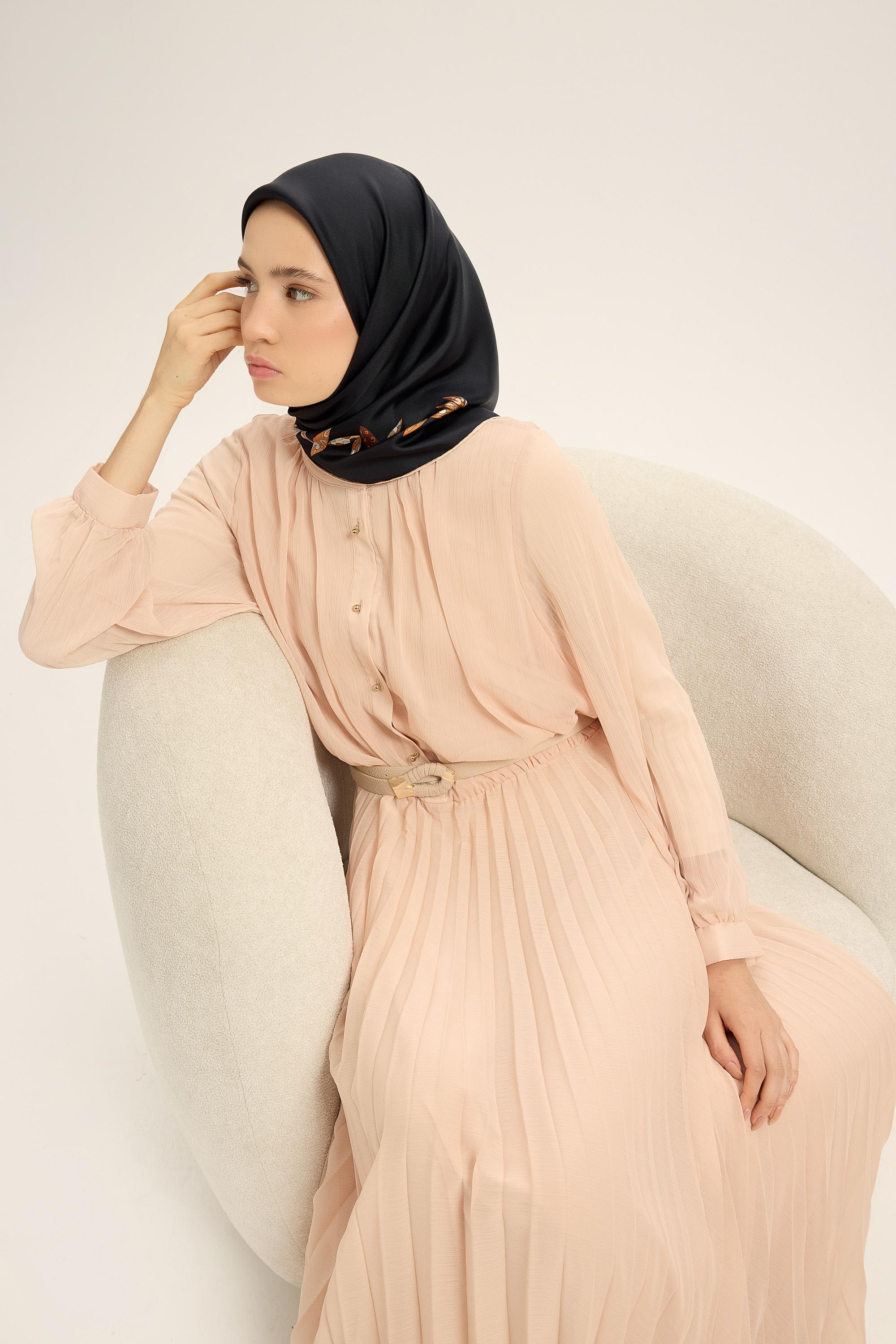 FER TİVİL İPEK EŞARP 90*90 CM - SİYAH