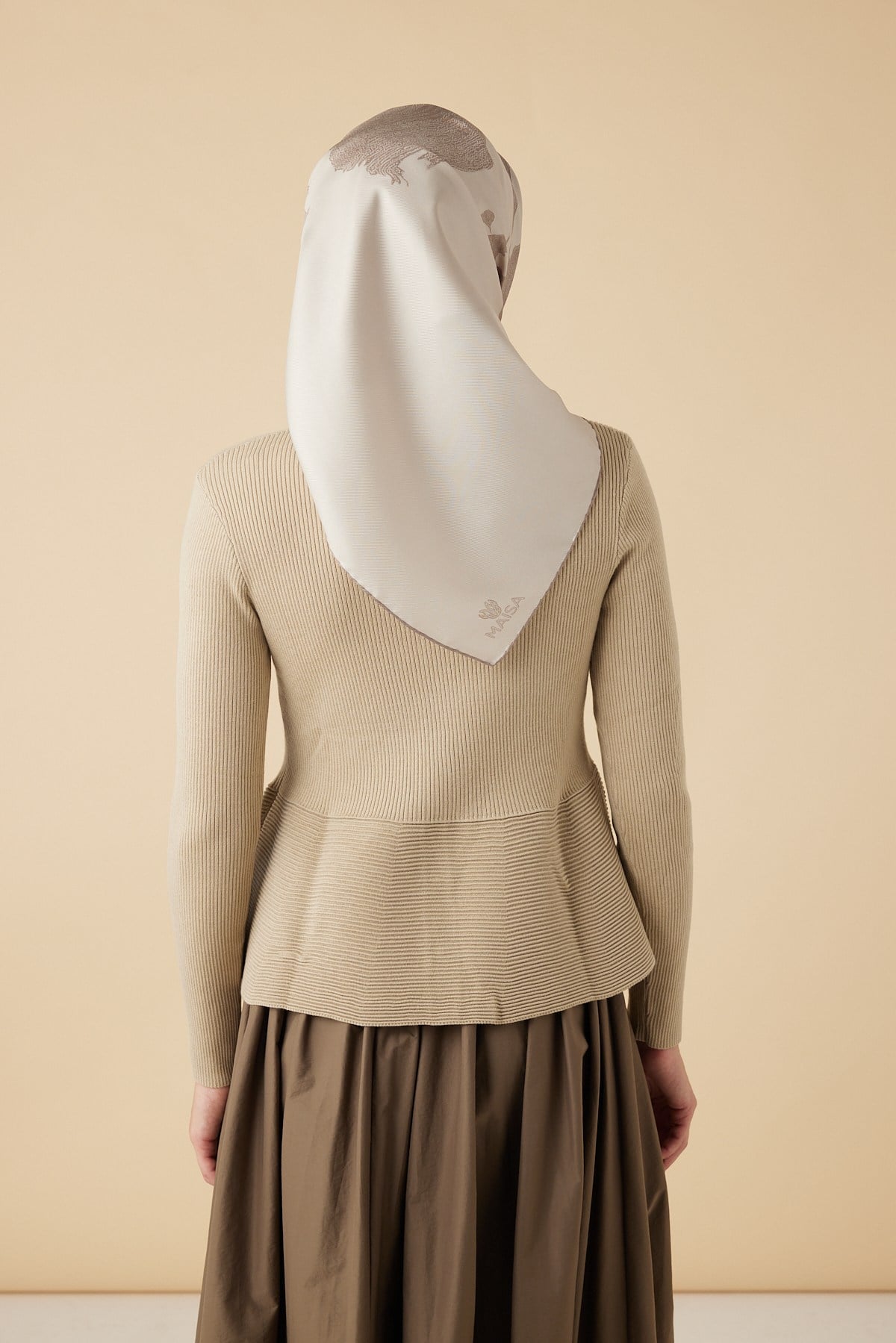 FERYA MULBERRY İPEK EŞARP 90*90 CM - BEJ