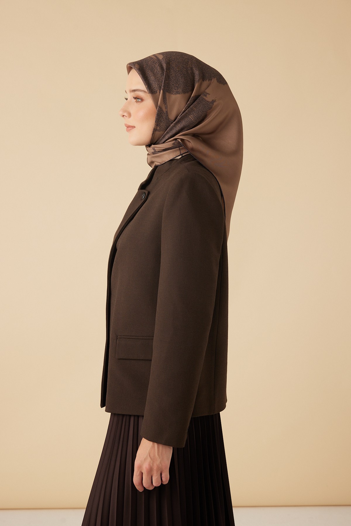 FERYA MULBERRY İPEK EŞARP 90*90 CM - CAMEL