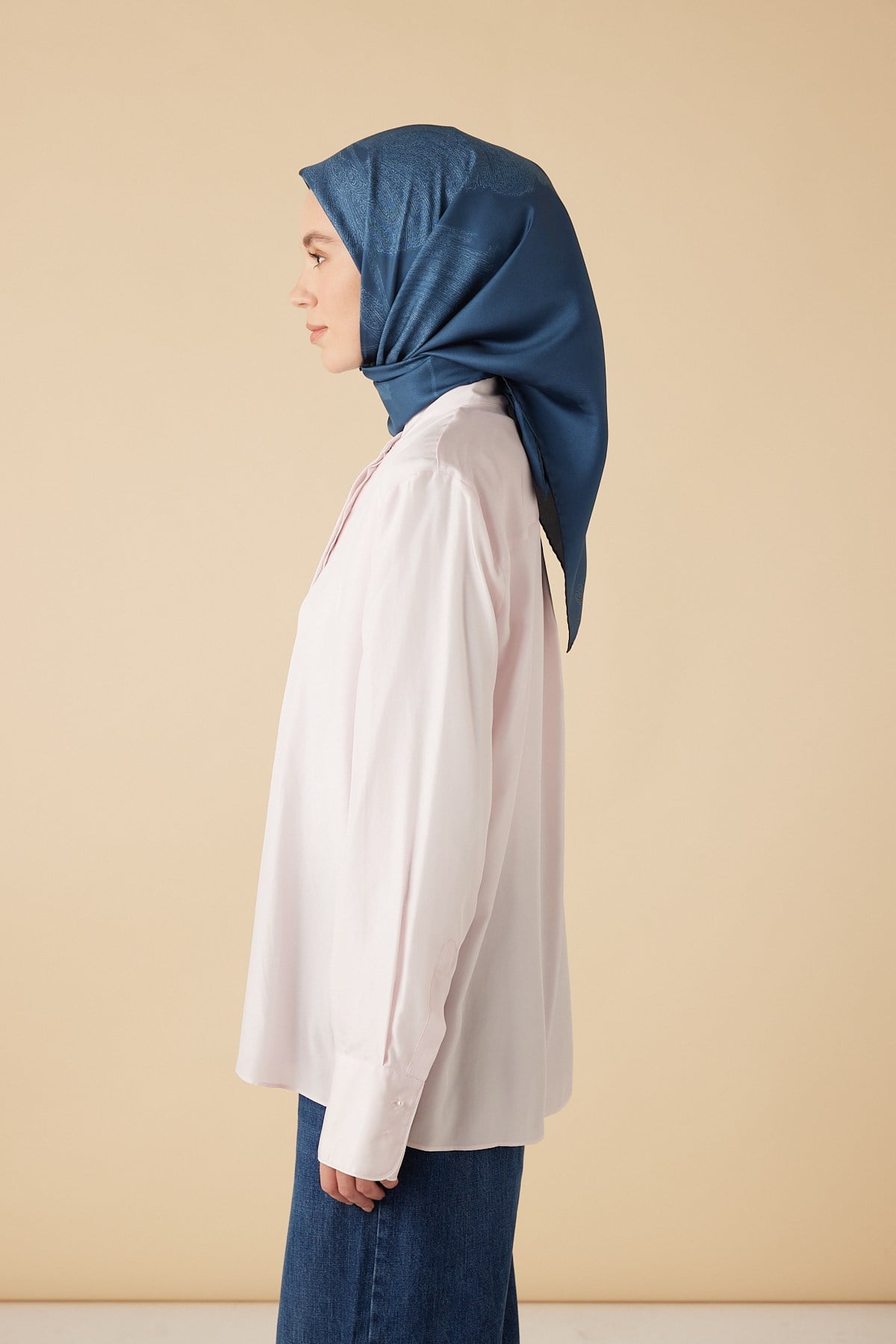 FERYA MULBERRY İPEK EŞARP 90*90 CM - INDIGO