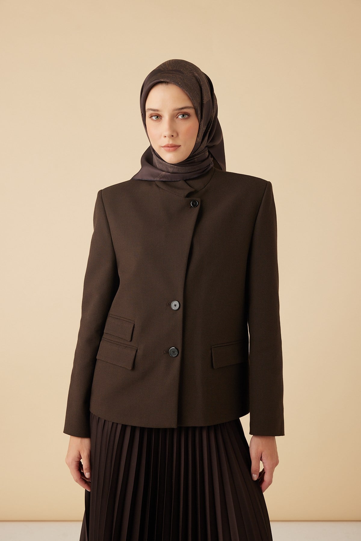 FERYA MULBERRY İPEK EŞARP 90*90 CM - KAHVERENGİ
