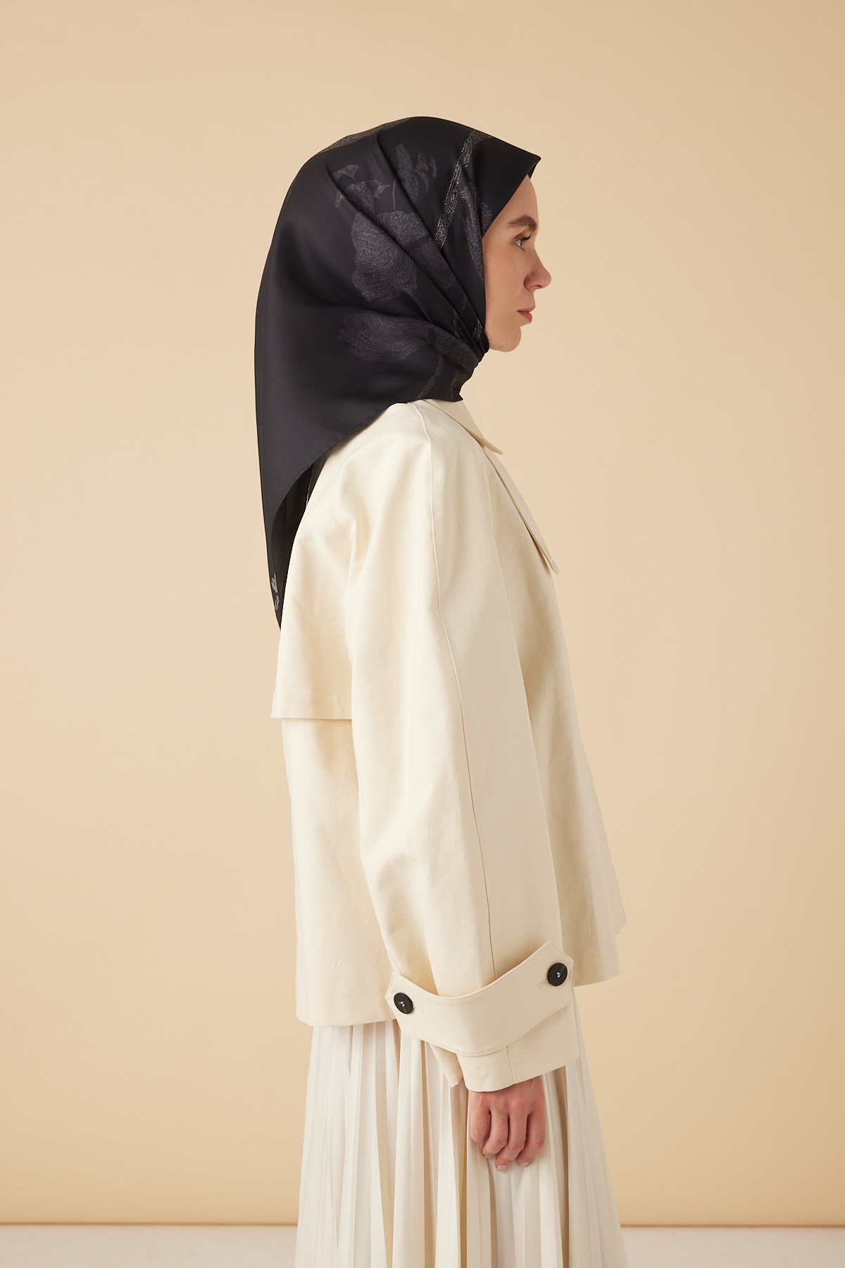 FERYA MULBERRY İPEK EŞARP 90*90 CM - SİYAH
