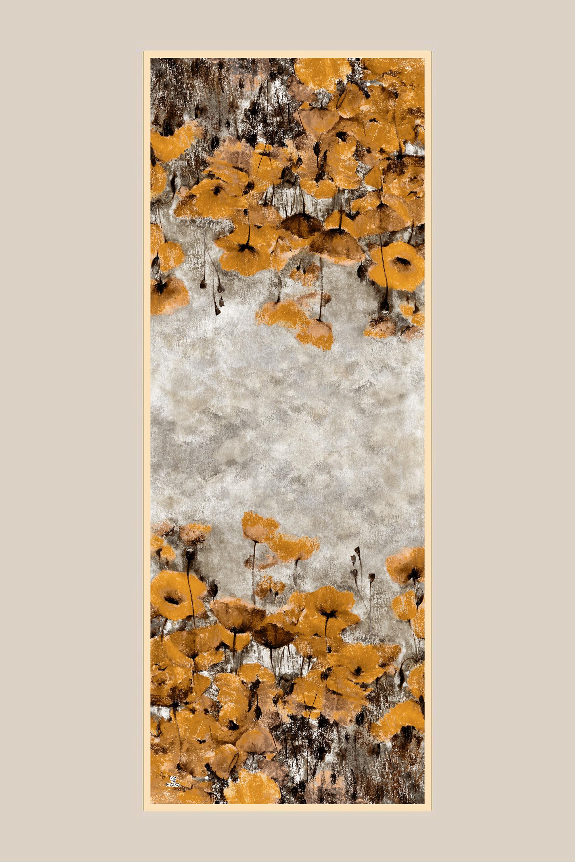 GELİNCİK KREP İPEK ŞAL 70*190 CM - GOLD